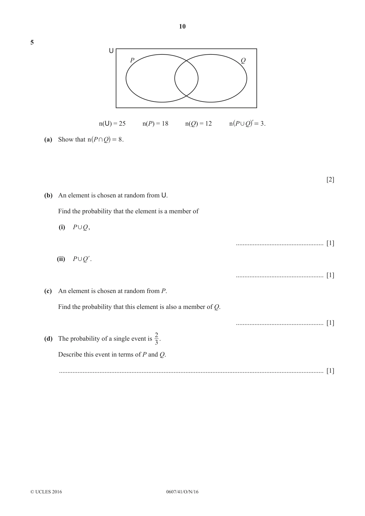 Cambridge IGCSE Mathematics - International 0607 2016 Oct/Nov Paper 4 · Variant 1 question paper, page 10 of 20