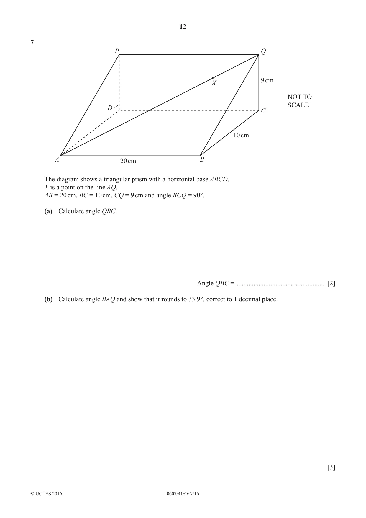 Cambridge IGCSE Mathematics - International 0607 2016 Oct/Nov Paper 4 · Variant 1 question paper, page 12 of 20
