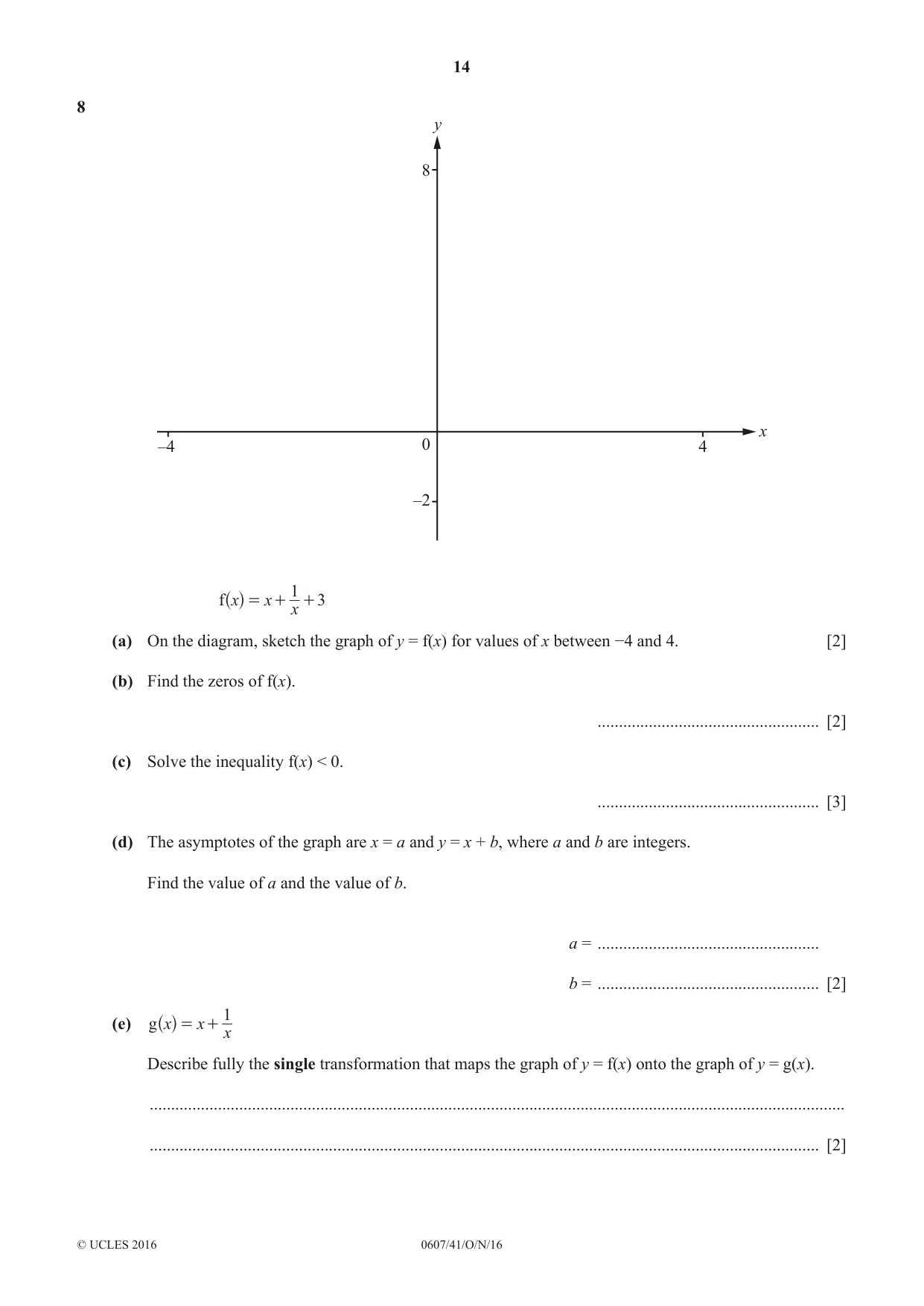 Cambridge IGCSE Mathematics - International 0607 2016 Oct/Nov Paper 4 · Variant 1 question paper, page 14 of 20
