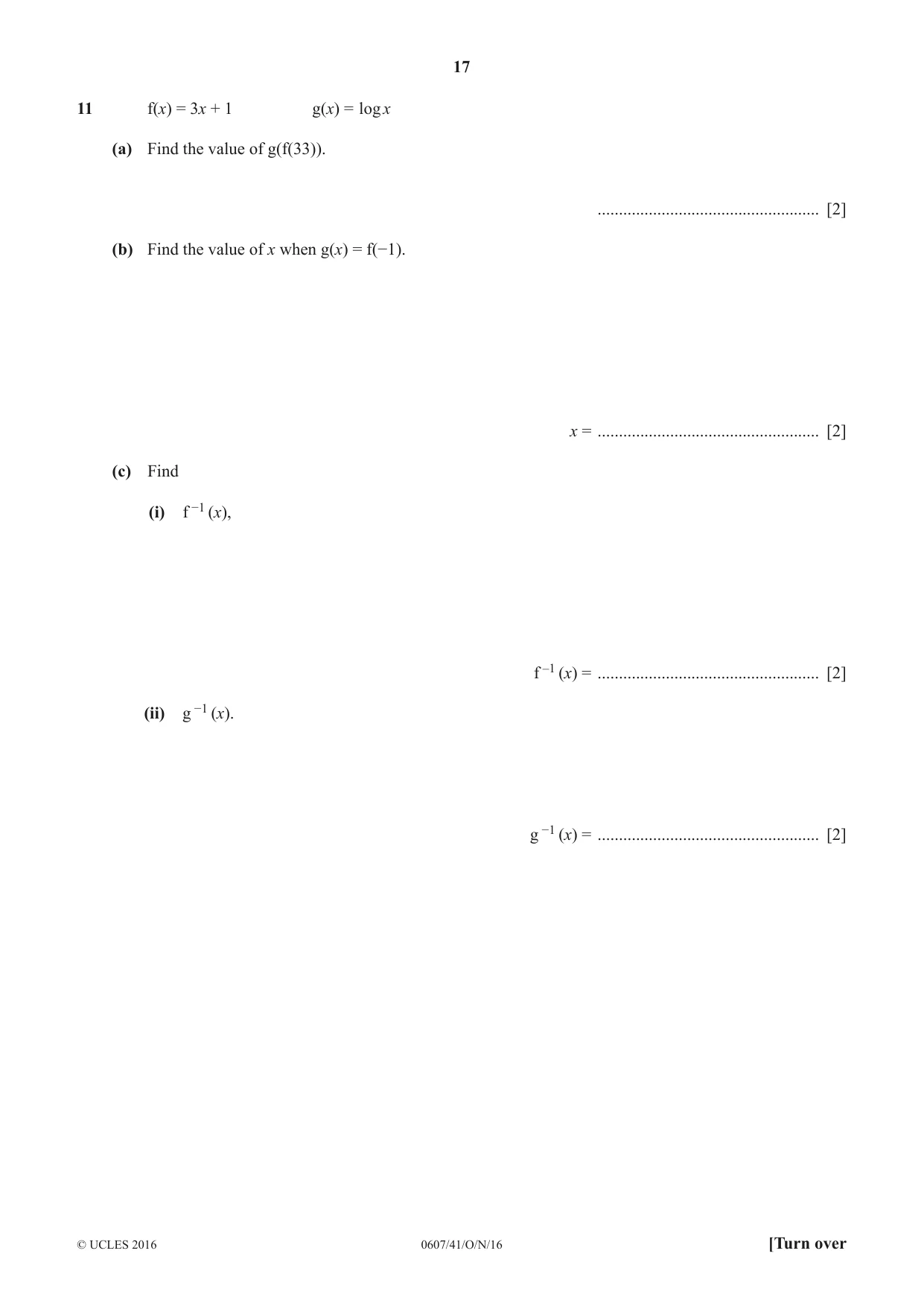 Cambridge IGCSE Mathematics - International 0607 2016 Oct/Nov Paper 4 · Variant 1 question paper, page 17 of 20