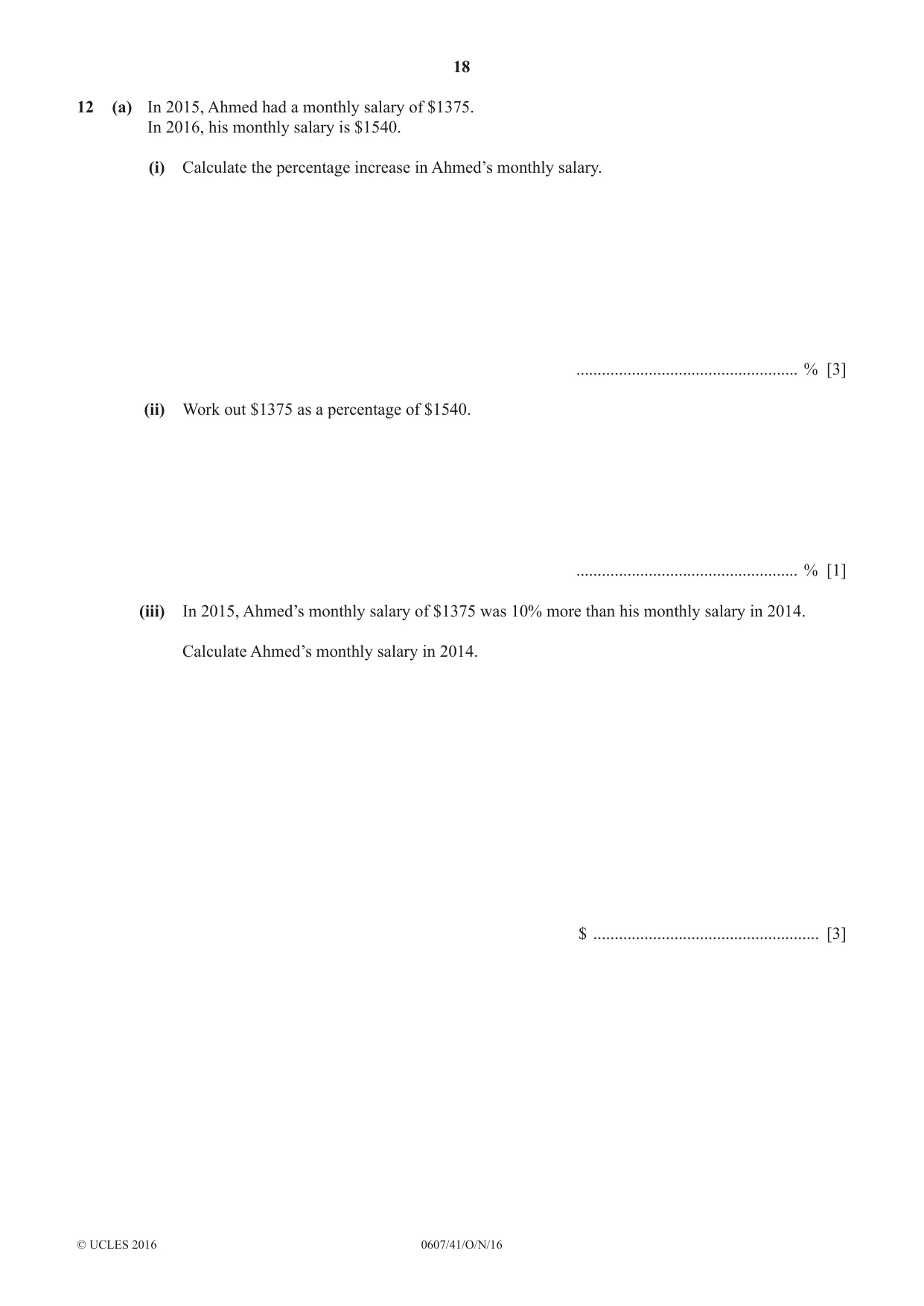 Cambridge IGCSE Mathematics - International 0607 2016 Oct/Nov Paper 4 · Variant 1 question paper, page 18 of 20
