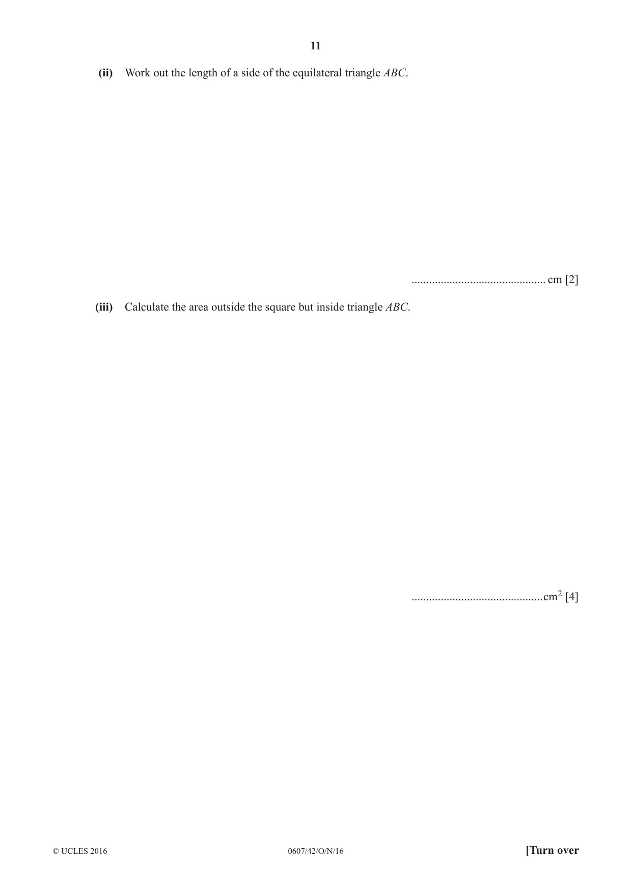 Cambridge IGCSE Mathematics - International 0607 2016 Oct/Nov Paper 4 · Variant 2 question paper, page 11 of 16