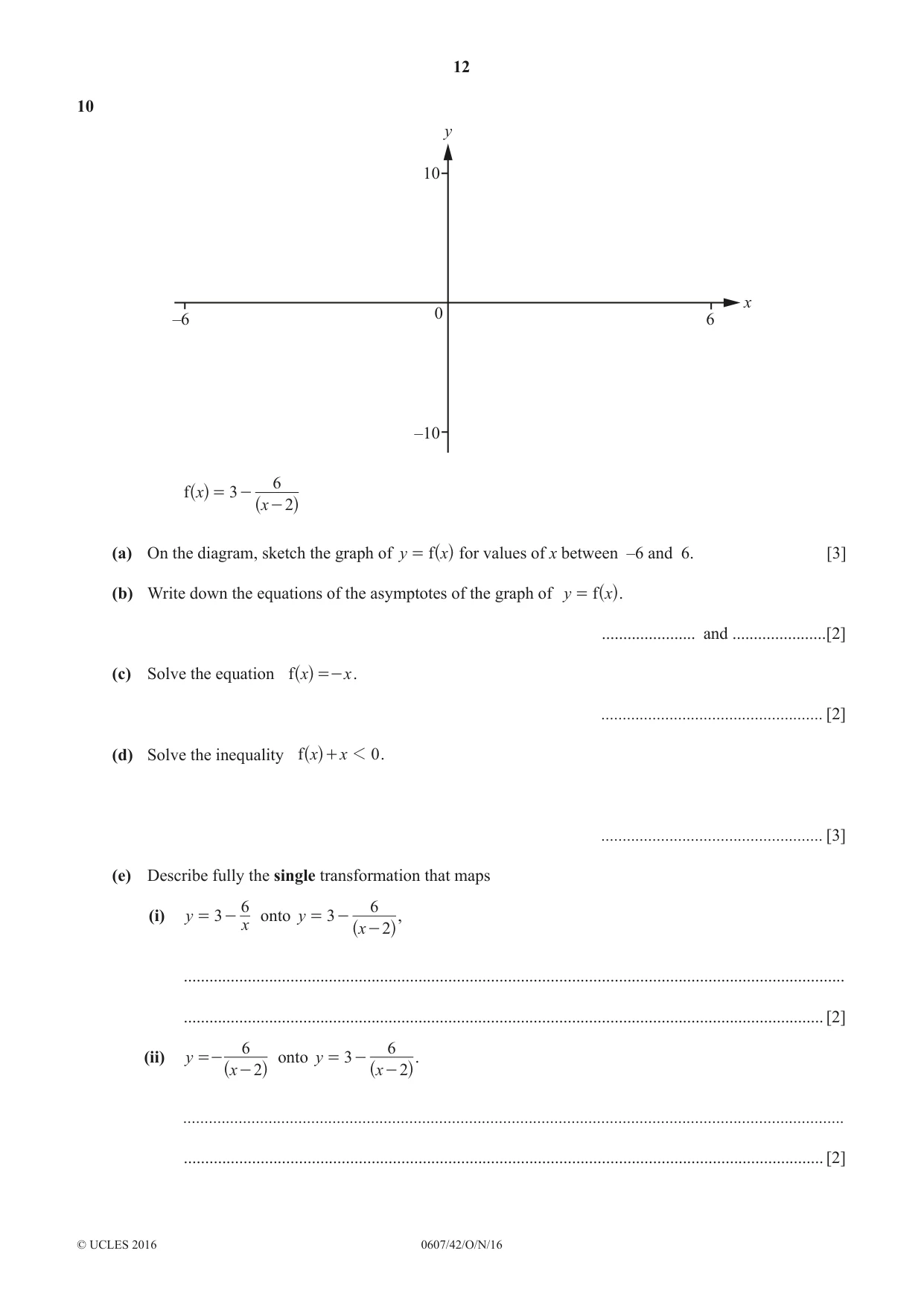Cambridge IGCSE Mathematics - International 0607 2016 Oct/Nov Paper 4 · Variant 2 question paper, page 12 of 16