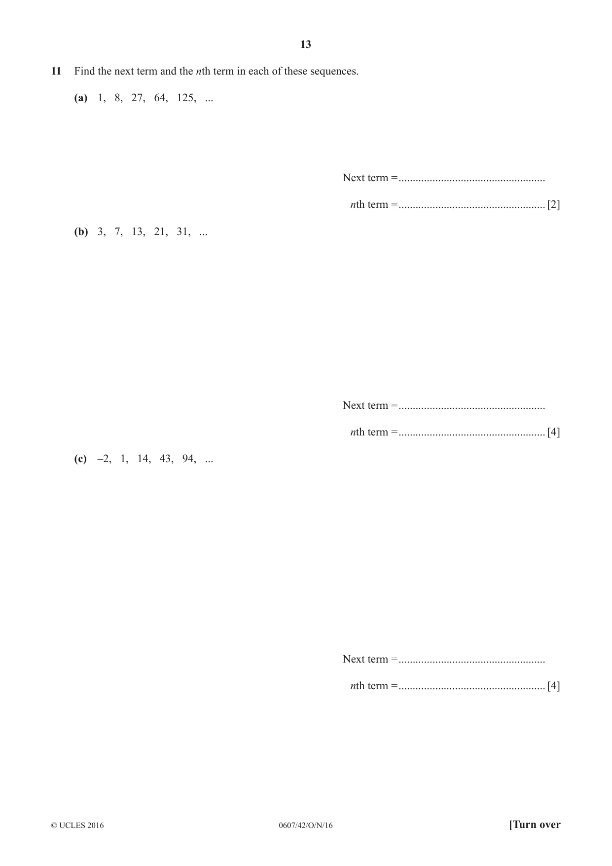 Cambridge IGCSE Mathematics - International 0607 2016 Oct/Nov Paper 4 · Variant 2 question paper, page 13 of 16