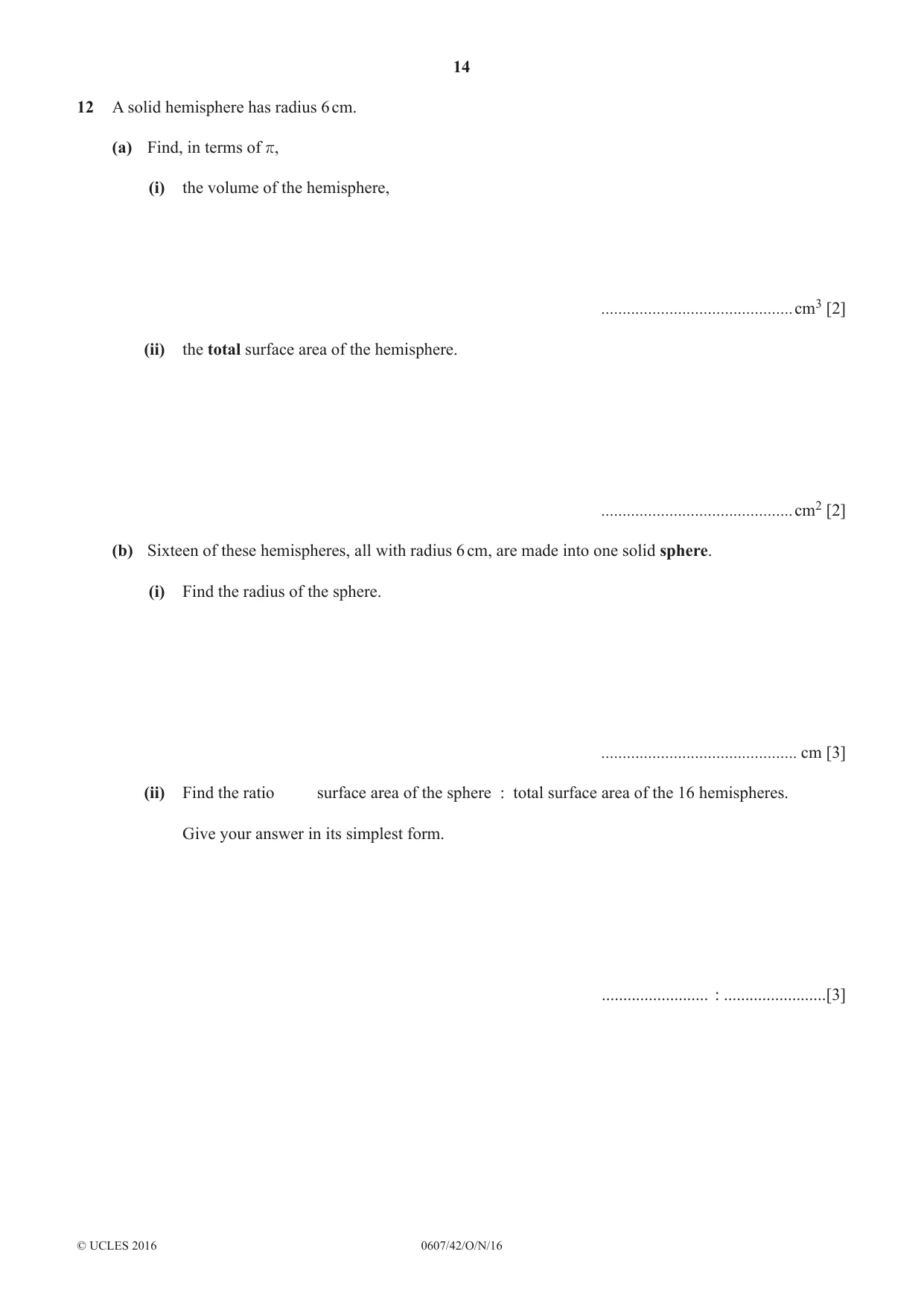 Cambridge IGCSE Mathematics - International 0607 2016 Oct/Nov Paper 4 · Variant 2 question paper, page 14 of 16