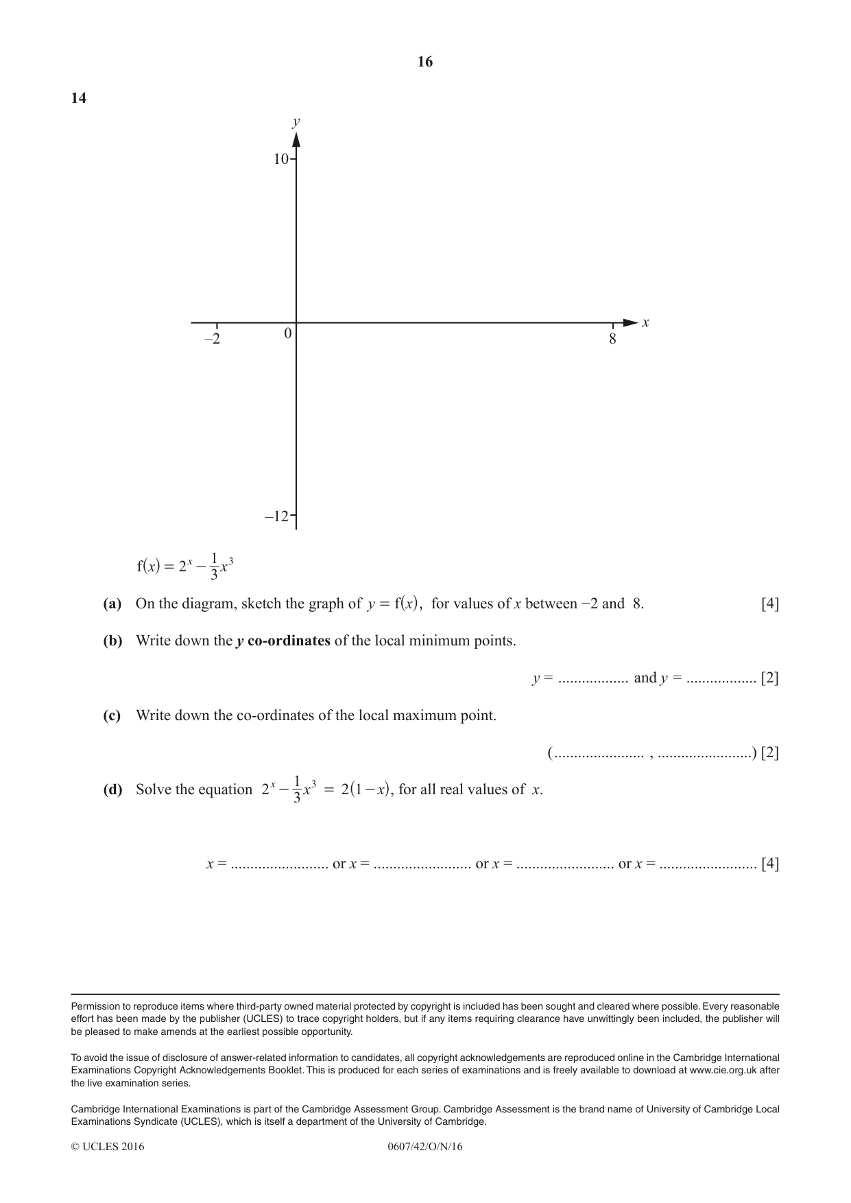 Cambridge IGCSE Mathematics - International 0607 2016 Oct/Nov Paper 4 · Variant 2 question paper, page 16 of 16