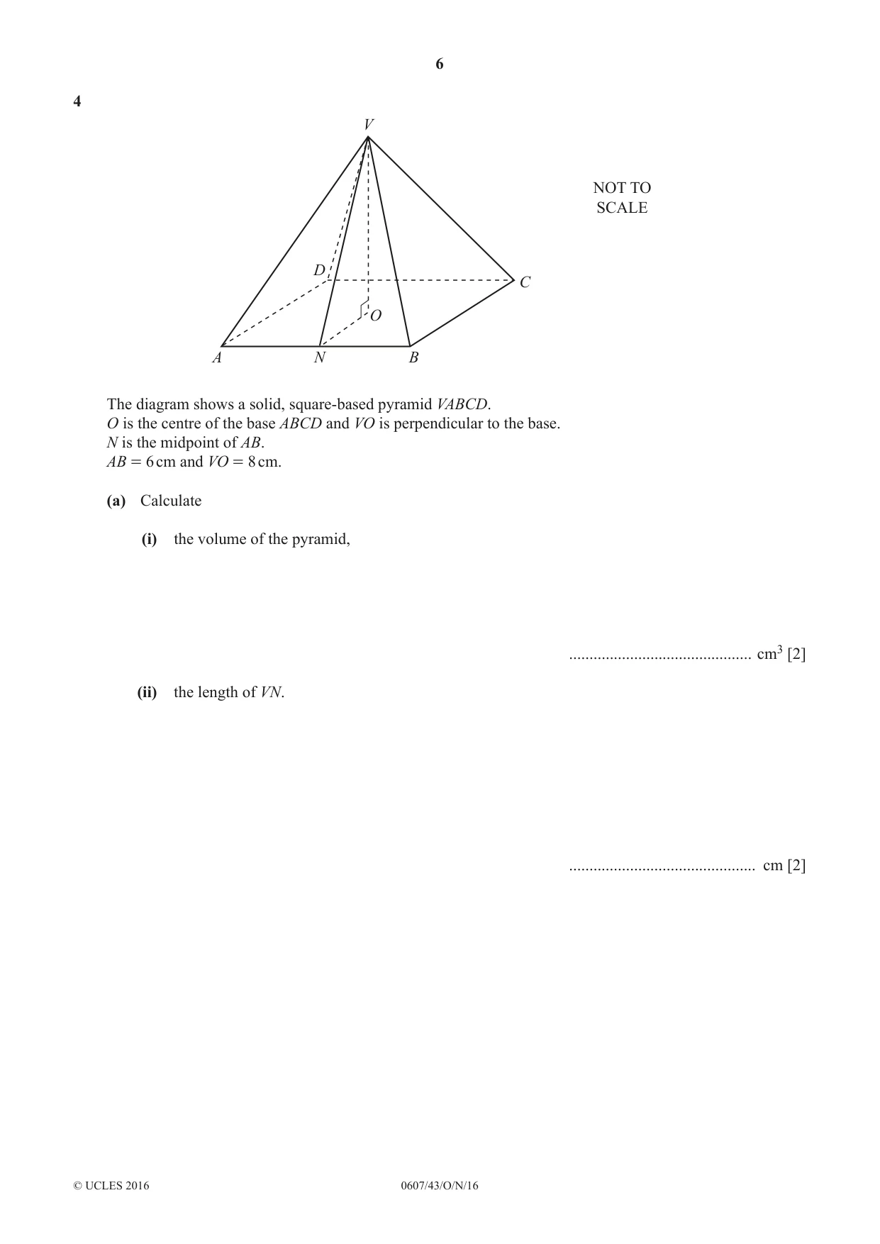 Cambridge IGCSE Mathematics - International 0607 2016 Oct/Nov Paper 4 · Variant 3 question paper, page 6 of 20