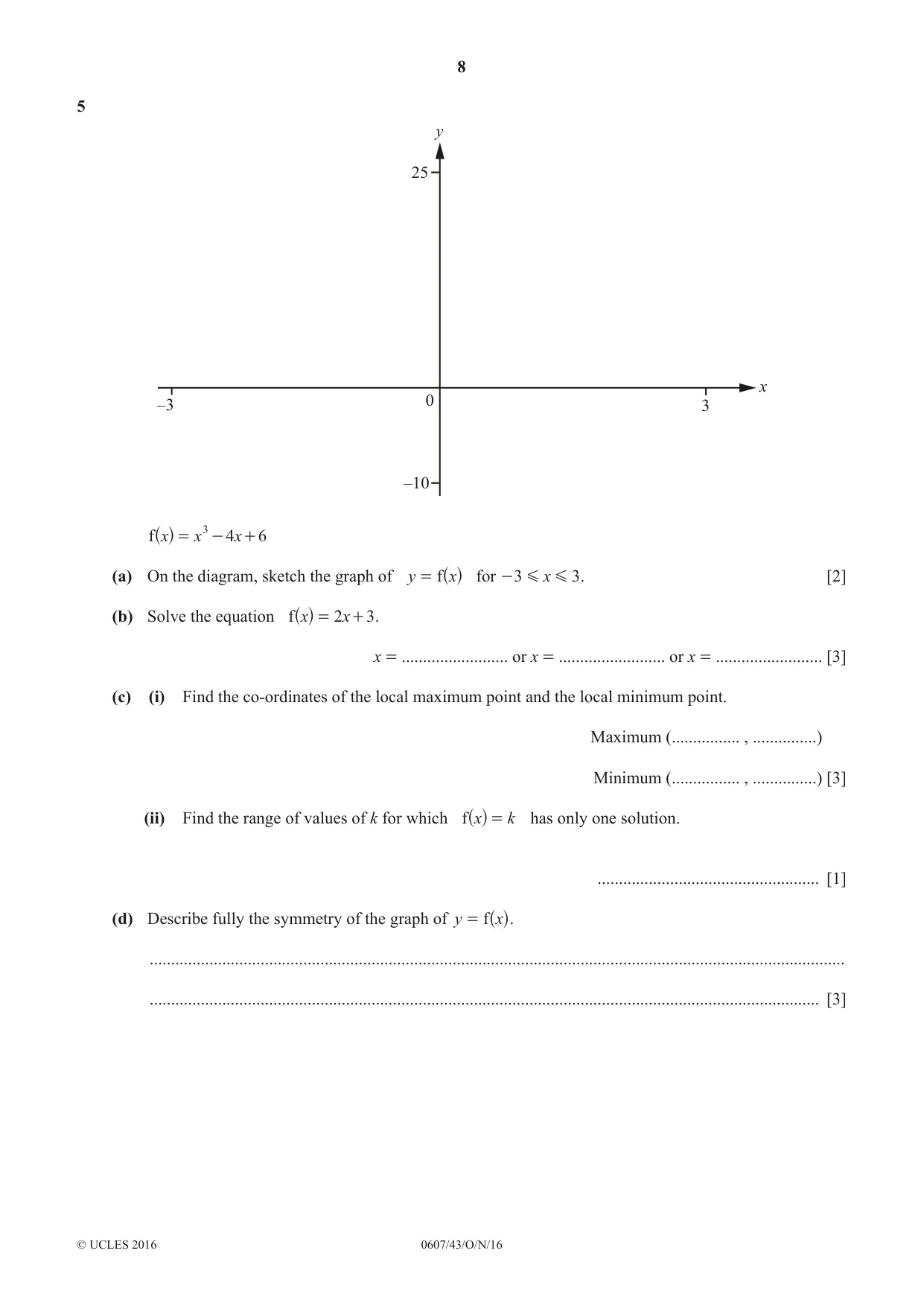 Cambridge IGCSE Mathematics - International 0607 2016 Oct/Nov Paper 4 · Variant 3 question paper, page 8 of 20