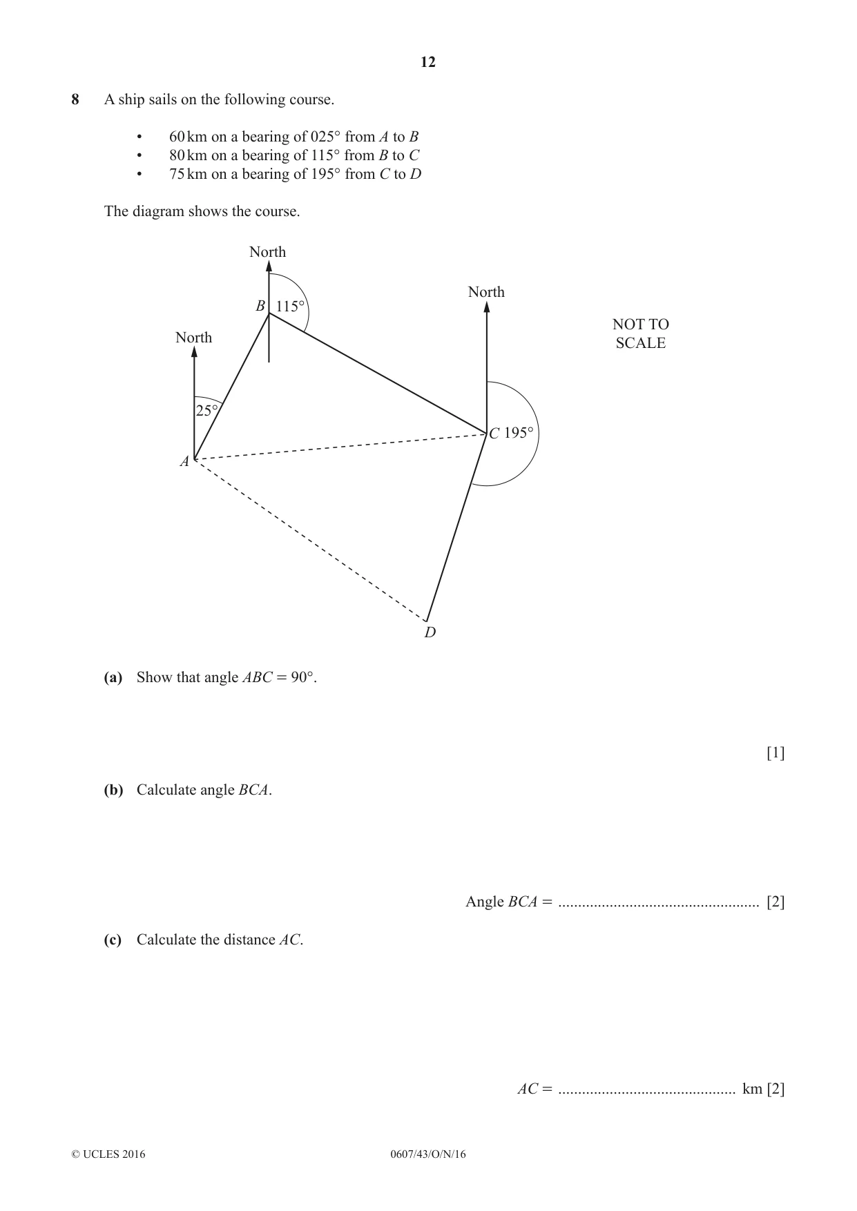 Cambridge IGCSE Mathematics - International 0607 2016 Oct/Nov Paper 4 · Variant 3 question paper, page 12 of 20