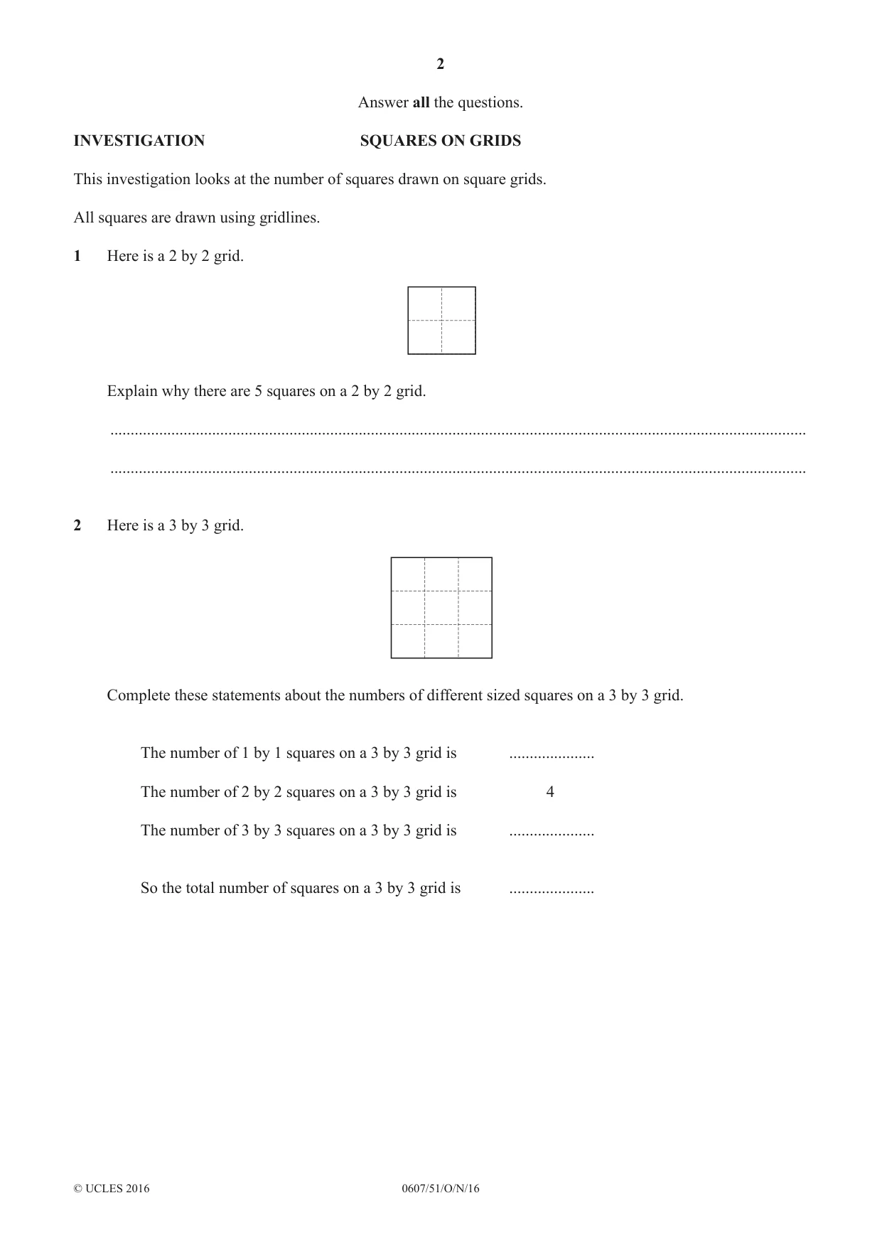Cambridge IGCSE Mathematics - International 0607 2016 Oct/Nov Paper 5 · Variant 1 question paper, page 2 of 8