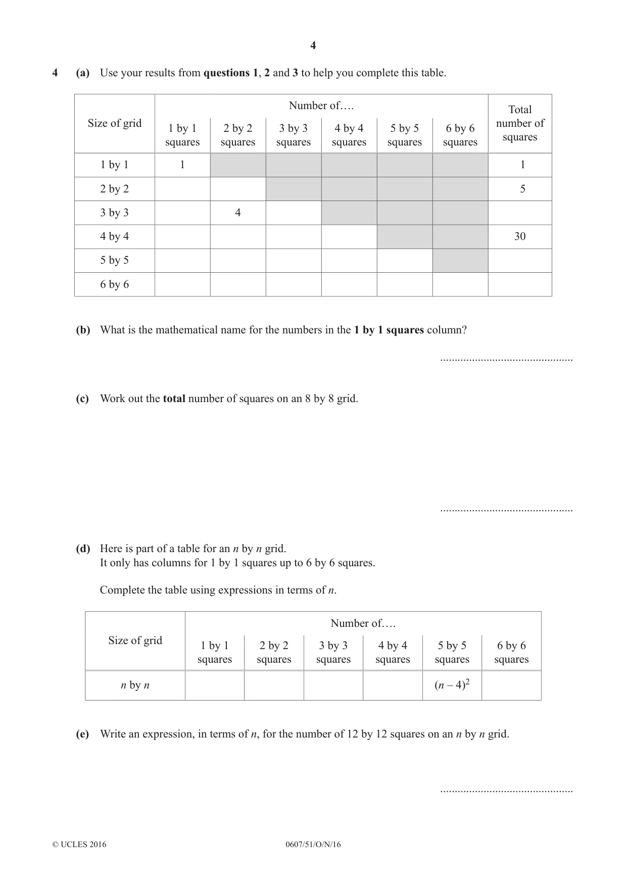 Cambridge IGCSE Mathematics - International 0607 2016 Oct/Nov Paper 5 · Variant 1 question paper, page 4 of 8