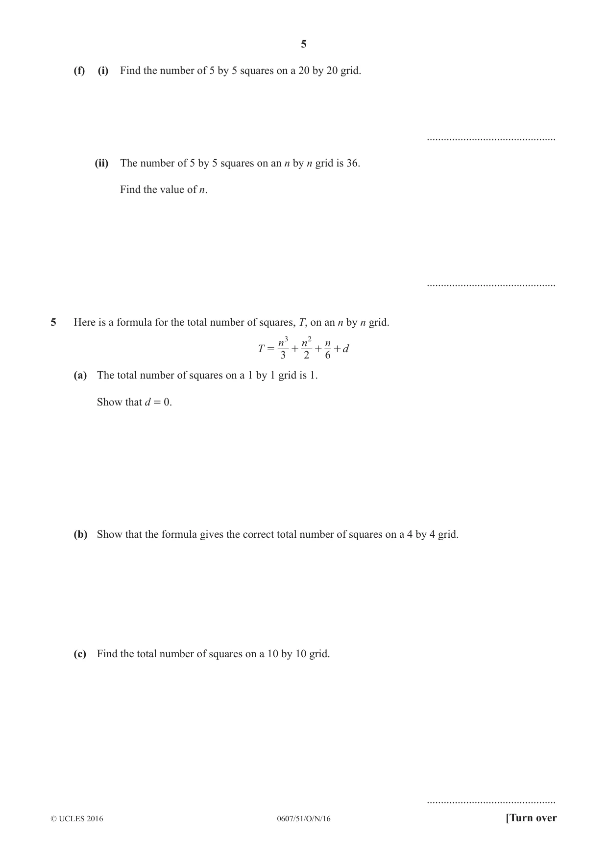 Cambridge IGCSE Mathematics - International 0607 2016 Oct/Nov Paper 5 · Variant 1 question paper, page 5 of 8