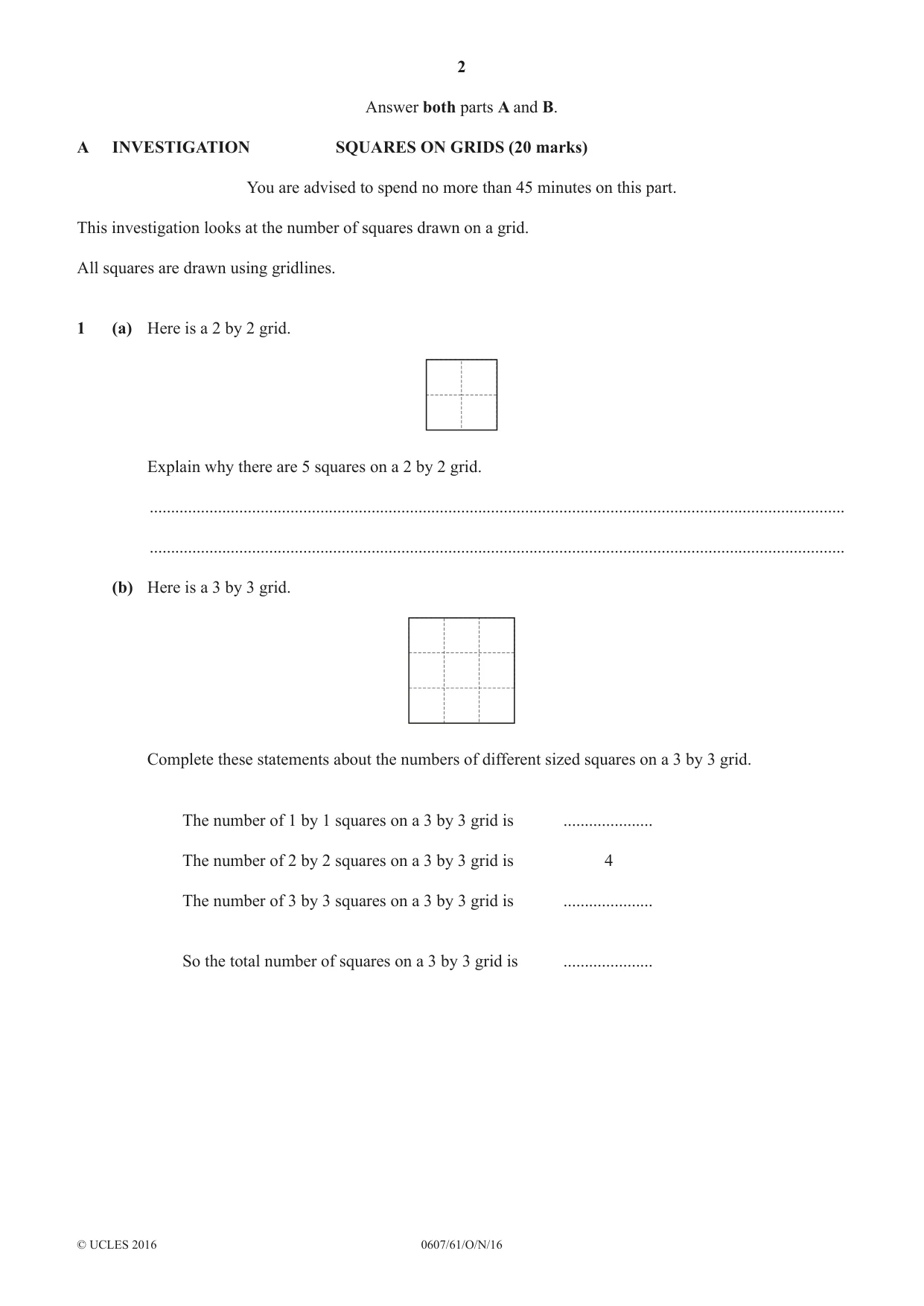 Cambridge IGCSE Mathematics - International 0607 2016 Oct/Nov Paper 6 · Variant 1 question paper, page 2 of 12