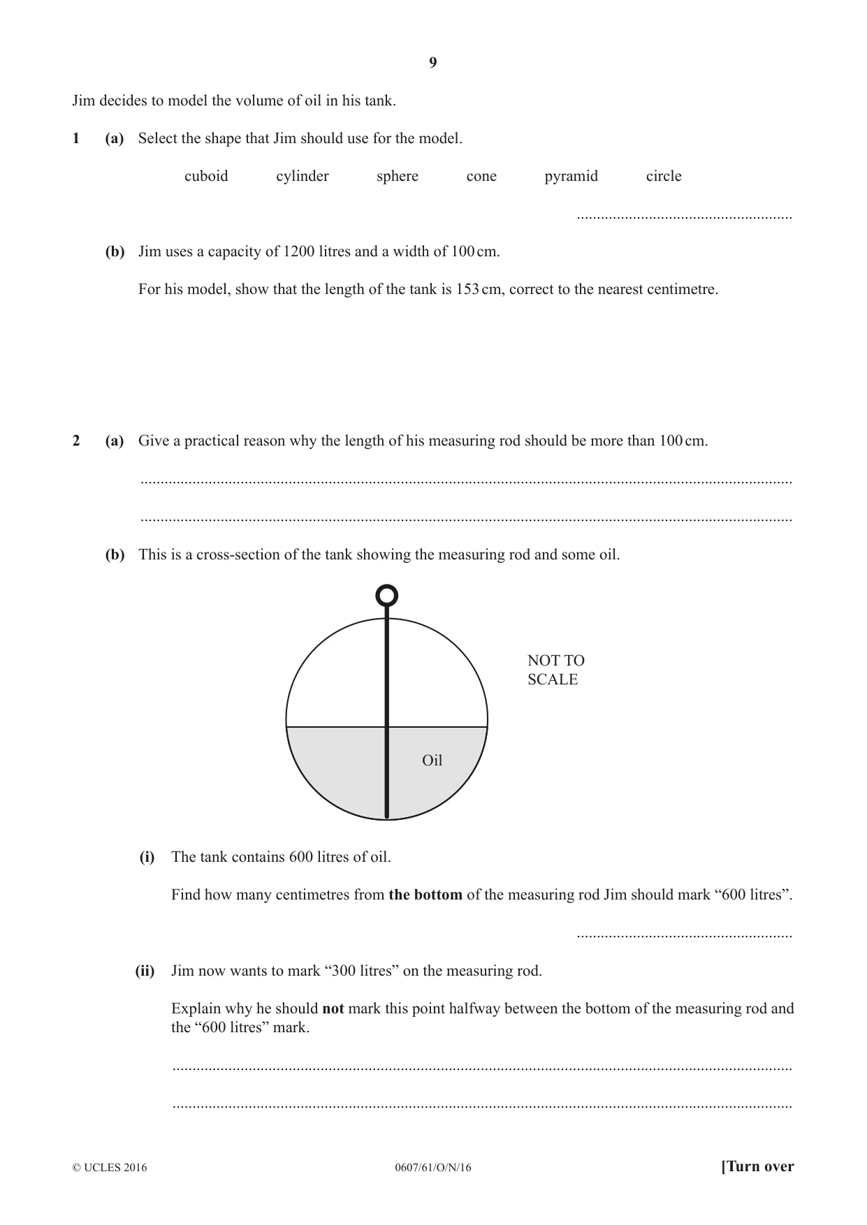Cambridge IGCSE Mathematics - International 0607 2016 Oct/Nov Paper 6 · Variant 1 question paper, page 9 of 12