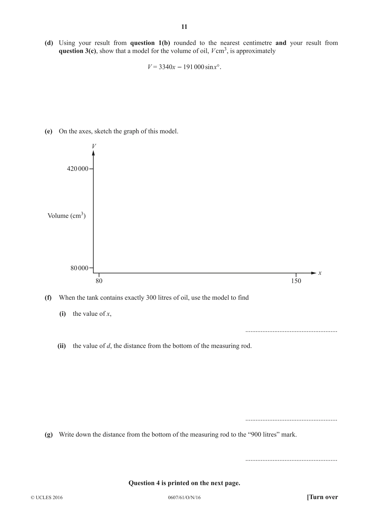 Cambridge IGCSE Mathematics - International 0607 2016 Oct/Nov Paper 6 · Variant 1 question paper, page 11 of 12