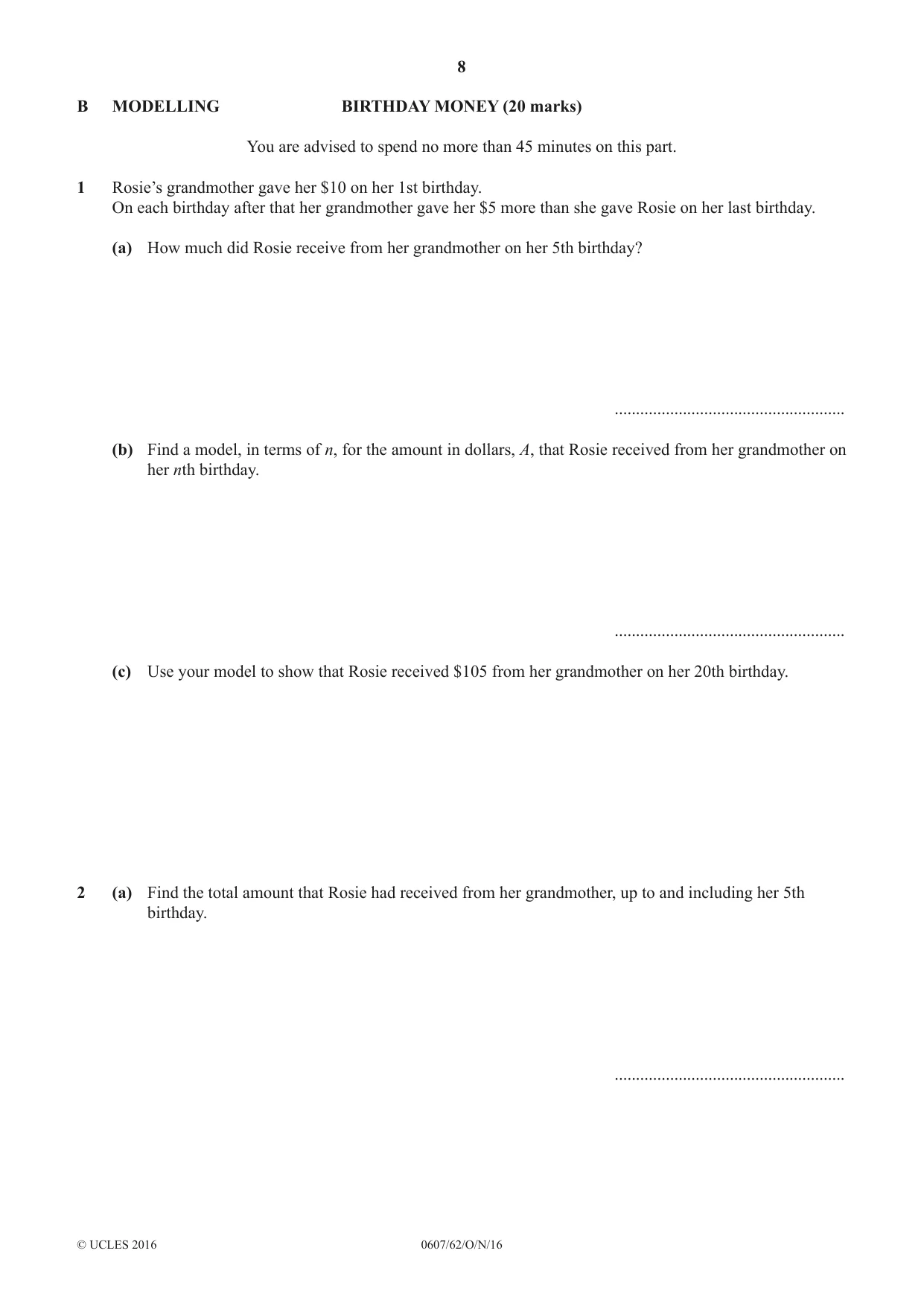 Cambridge IGCSE Mathematics - International 0607 2016 Oct/Nov Paper 6 · Variant 2 question paper, page 8 of 12