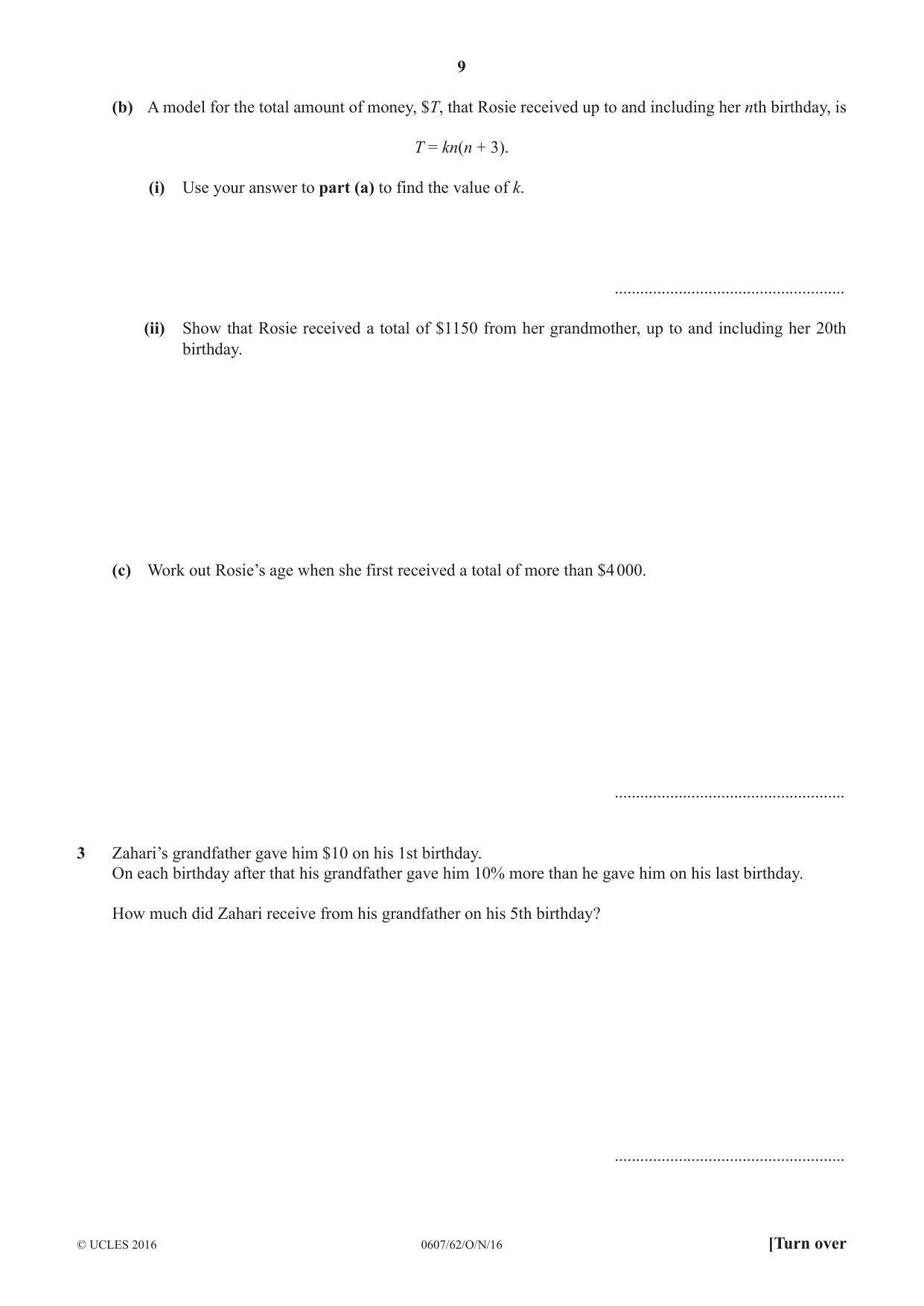 Cambridge IGCSE Mathematics - International 0607 2016 Oct/Nov Paper 6 · Variant 2 question paper, page 9 of 12