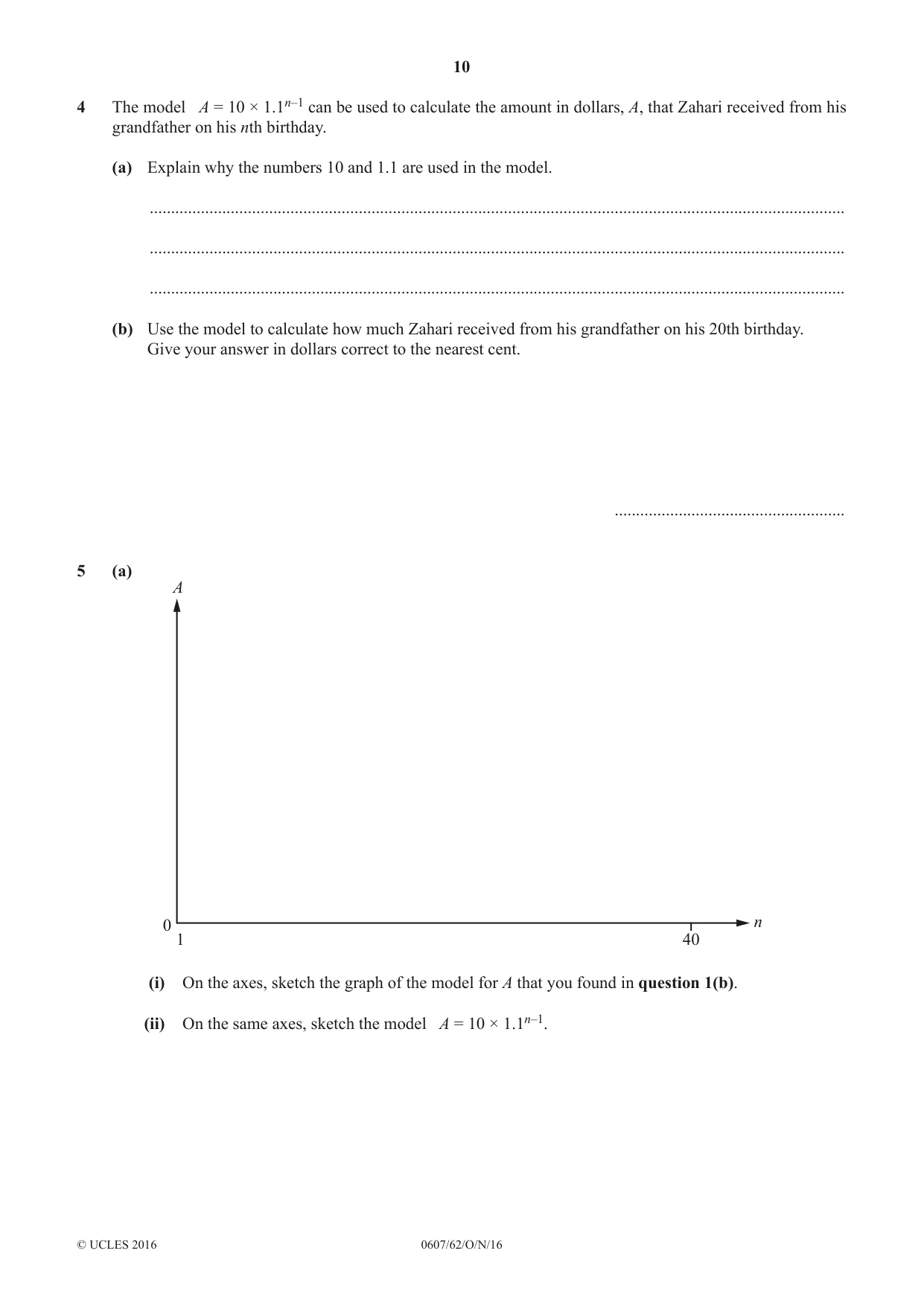 Cambridge IGCSE Mathematics - International 0607 2016 Oct/Nov Paper 6 · Variant 2 question paper, page 10 of 12