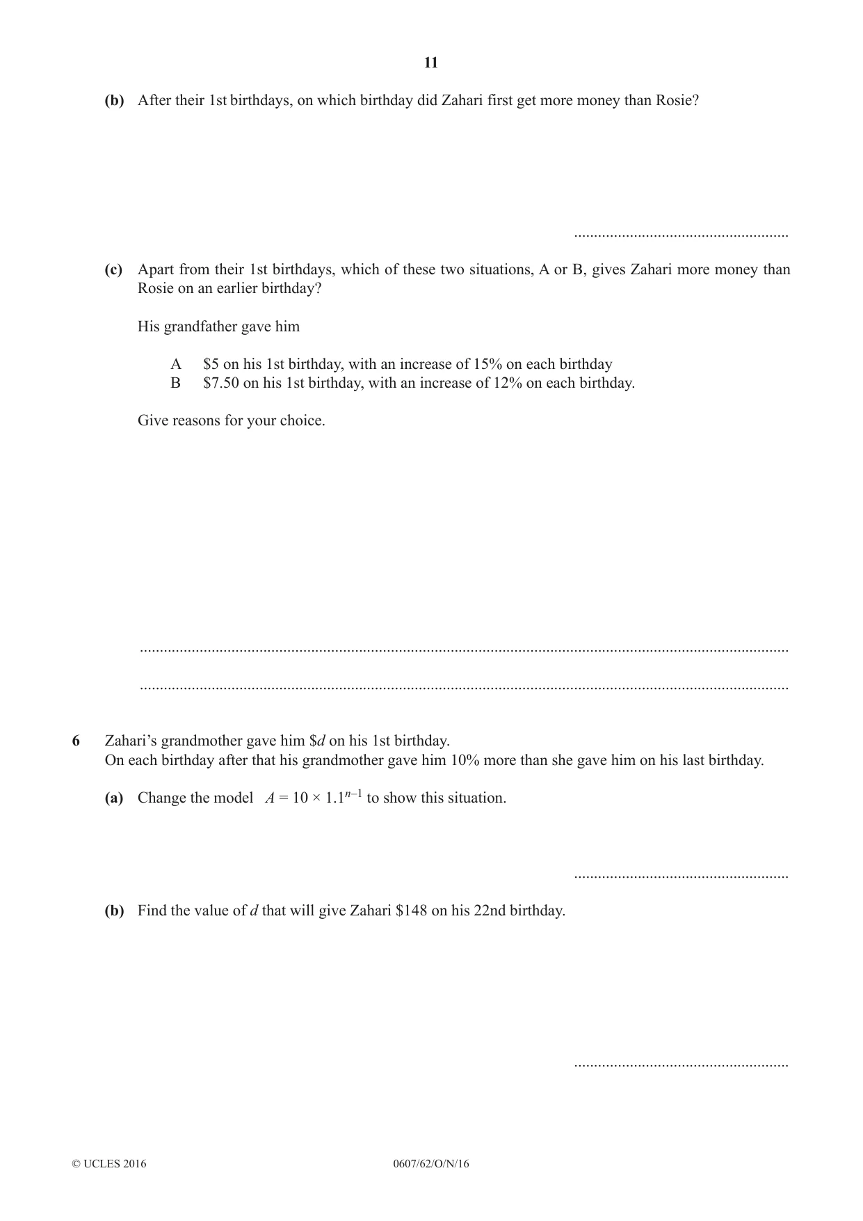 Cambridge IGCSE Mathematics - International 0607 2016 Oct/Nov Paper 6 · Variant 2 question paper, page 11 of 12