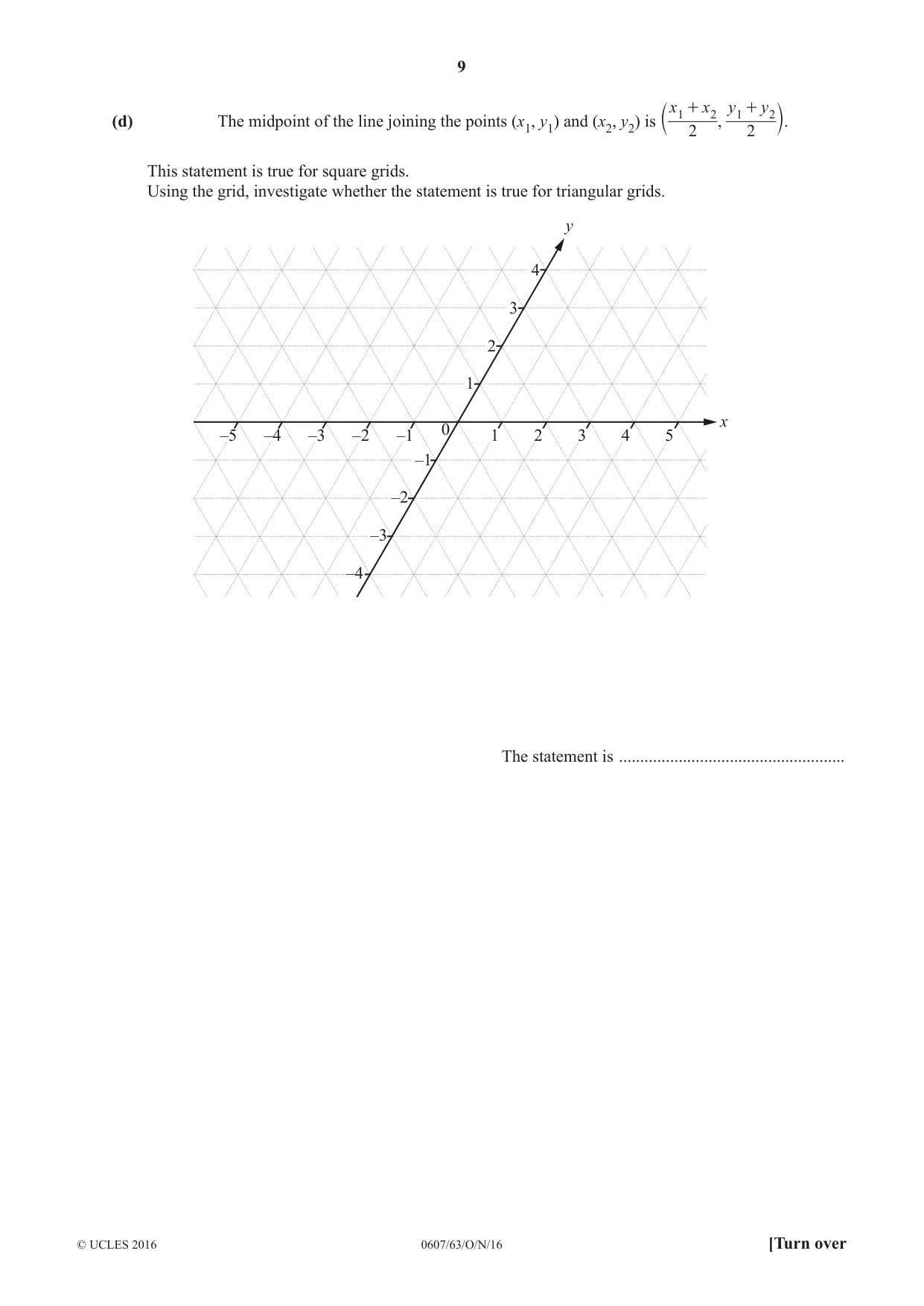 Cambridge IGCSE Mathematics - International 0607 2016 Oct/Nov Paper 6 · Variant 3 question paper, page 9 of 16