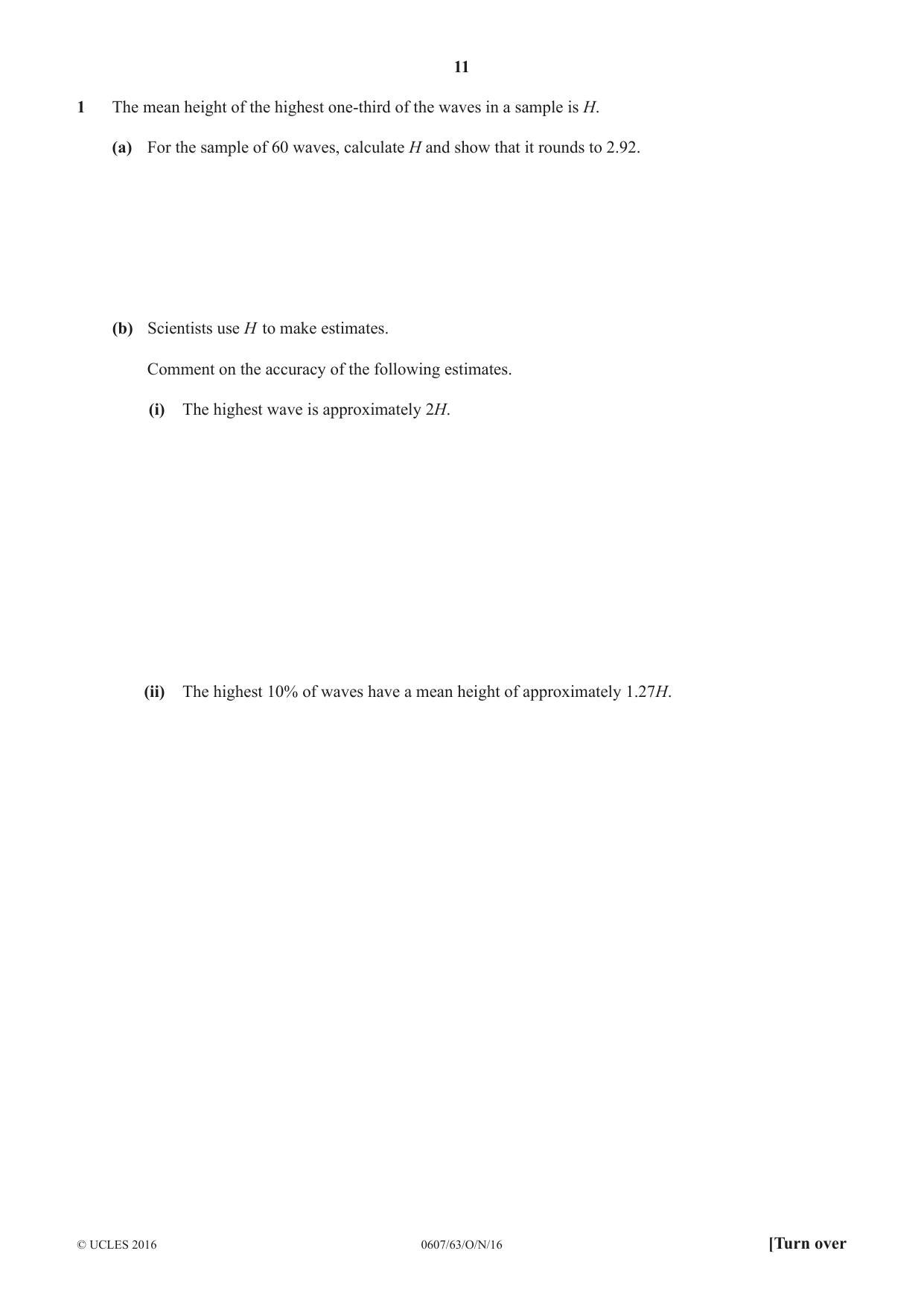 Cambridge IGCSE Mathematics - International 0607 2016 Oct/Nov Paper 6 · Variant 3 question paper, page 11 of 16