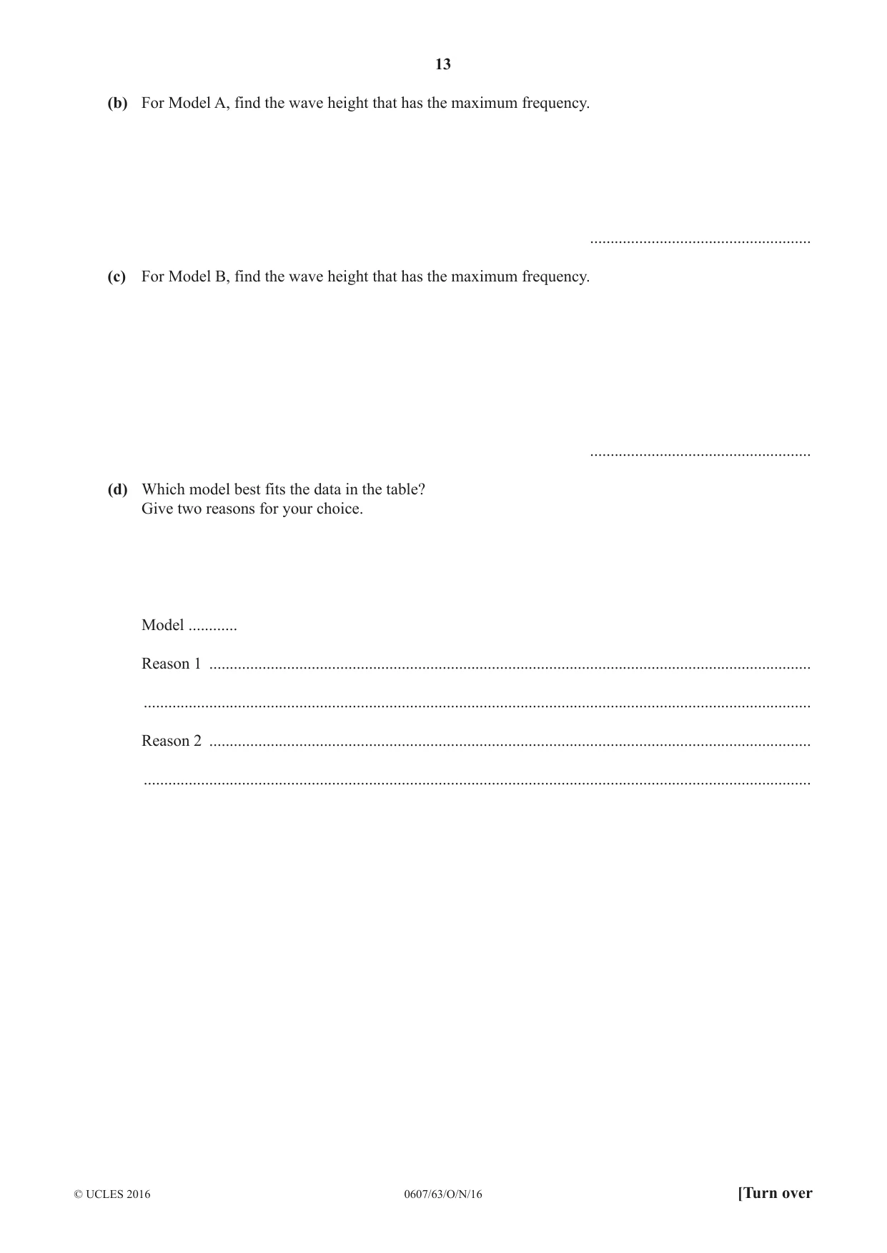 Cambridge IGCSE Mathematics - International 0607 2016 Oct/Nov Paper 6 · Variant 3 question paper, page 13 of 16
