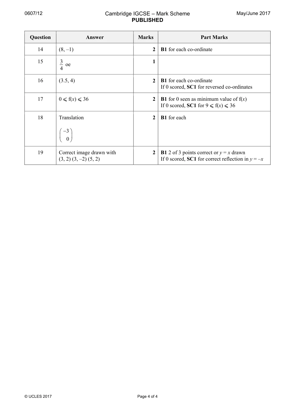 Mark scheme, page 4 of 4