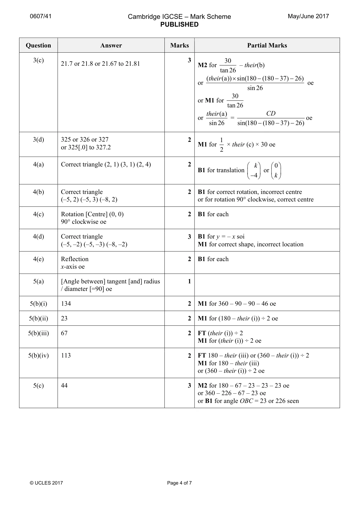 Mark scheme, page 4 of 7