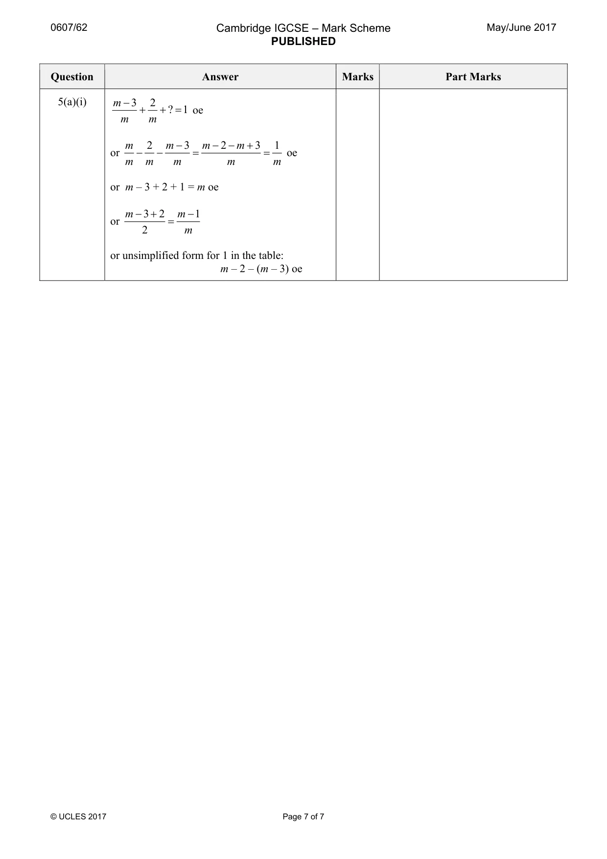 Mark scheme, page 7 of 7