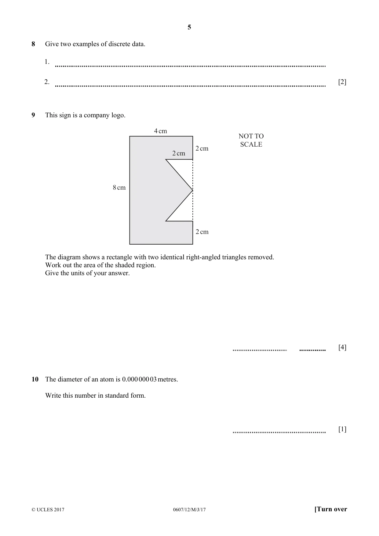 Cambridge IGCSE Mathematics - International 0607 2017 May/June Paper 1 · Variant 2 question paper, page 5 of 8