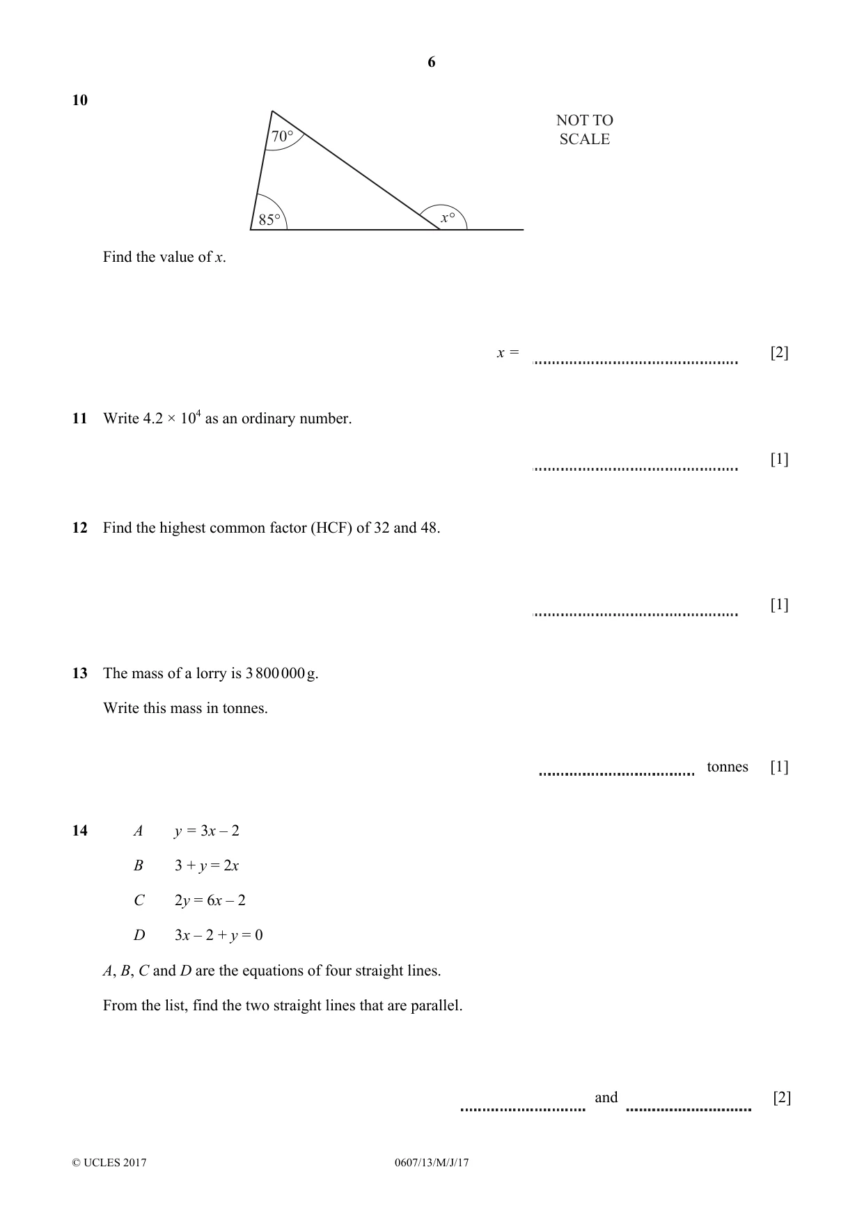 Cambridge IGCSE Mathematics - International 0607 2017 May/June Paper 1 · Variant 3 question paper, page 6 of 8