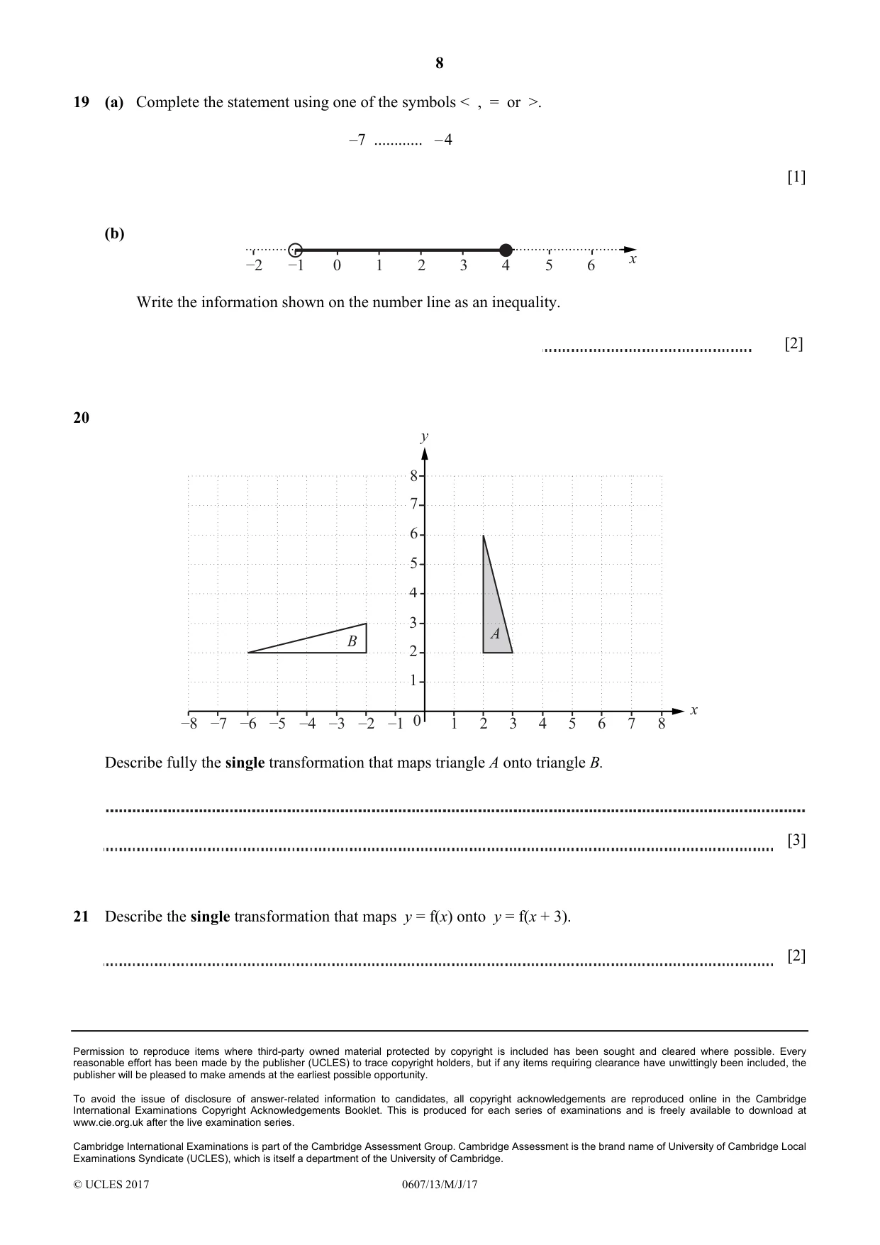 Cambridge IGCSE Mathematics - International 0607 2017 May/June Paper 1 · Variant 3 question paper, page 8 of 8