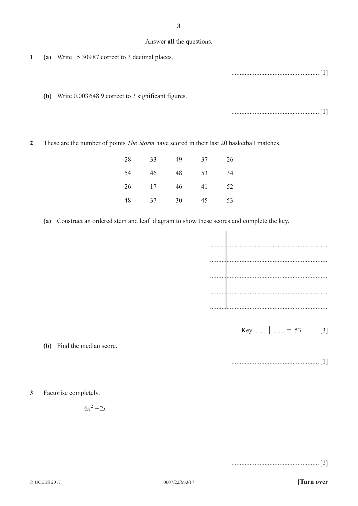 Cambridge IGCSE Mathematics - International 0607 2017 May/June Paper 2 · Variant 2 question paper, page 3 of 8