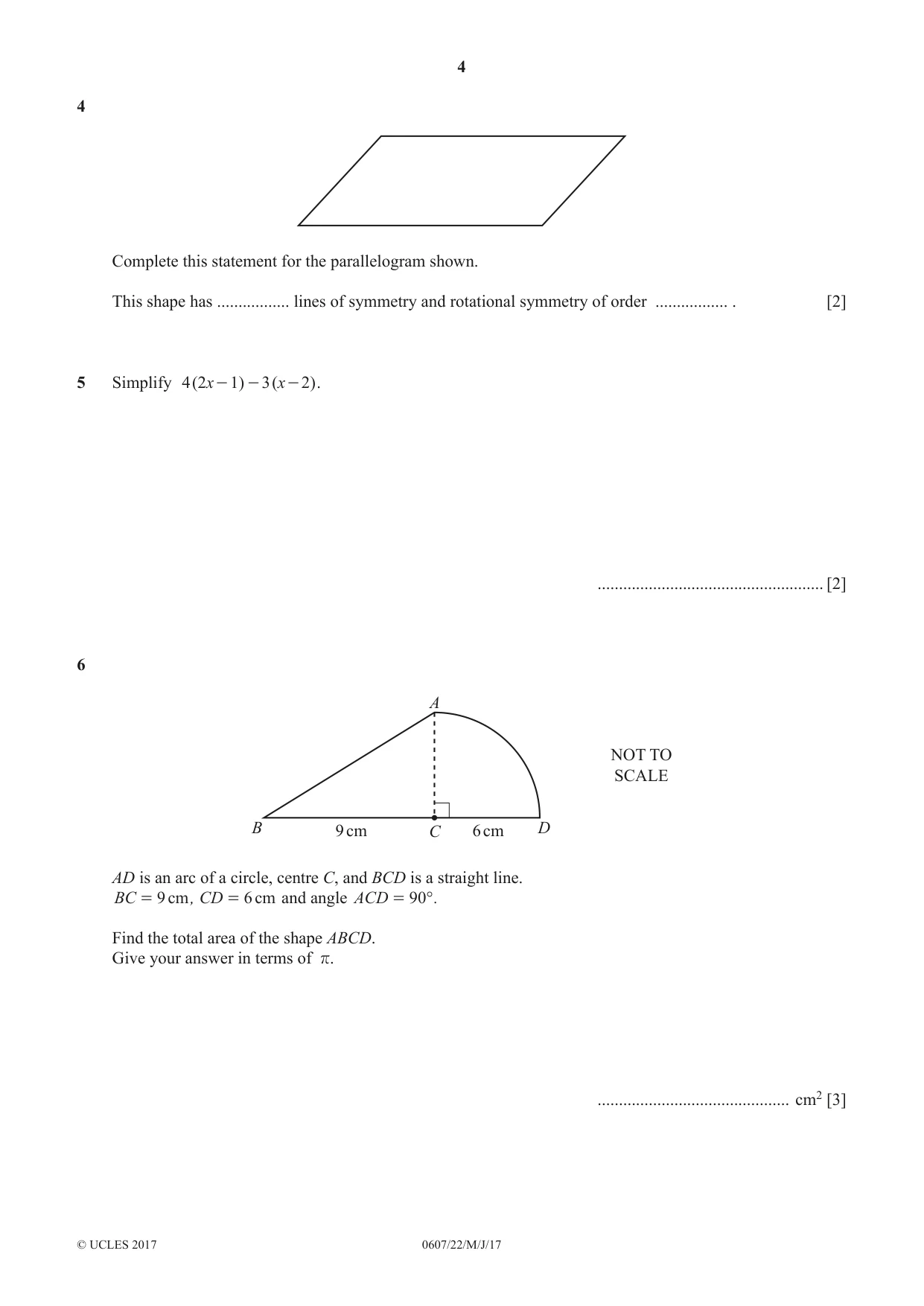 Cambridge IGCSE Mathematics - International 0607 2017 May/June Paper 2 · Variant 2 question paper, page 4 of 8
