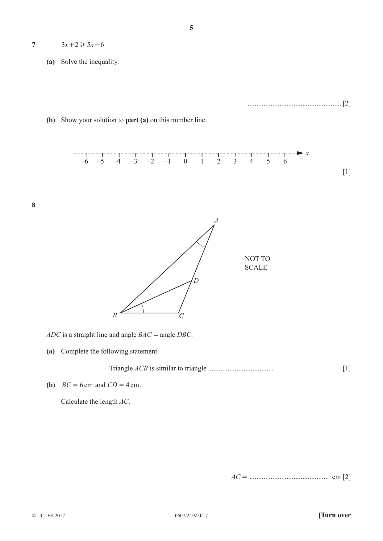 Cambridge IGCSE Mathematics - International 0607 2017 May/June Paper 2 · Variant 2 question paper, page 5 of 8