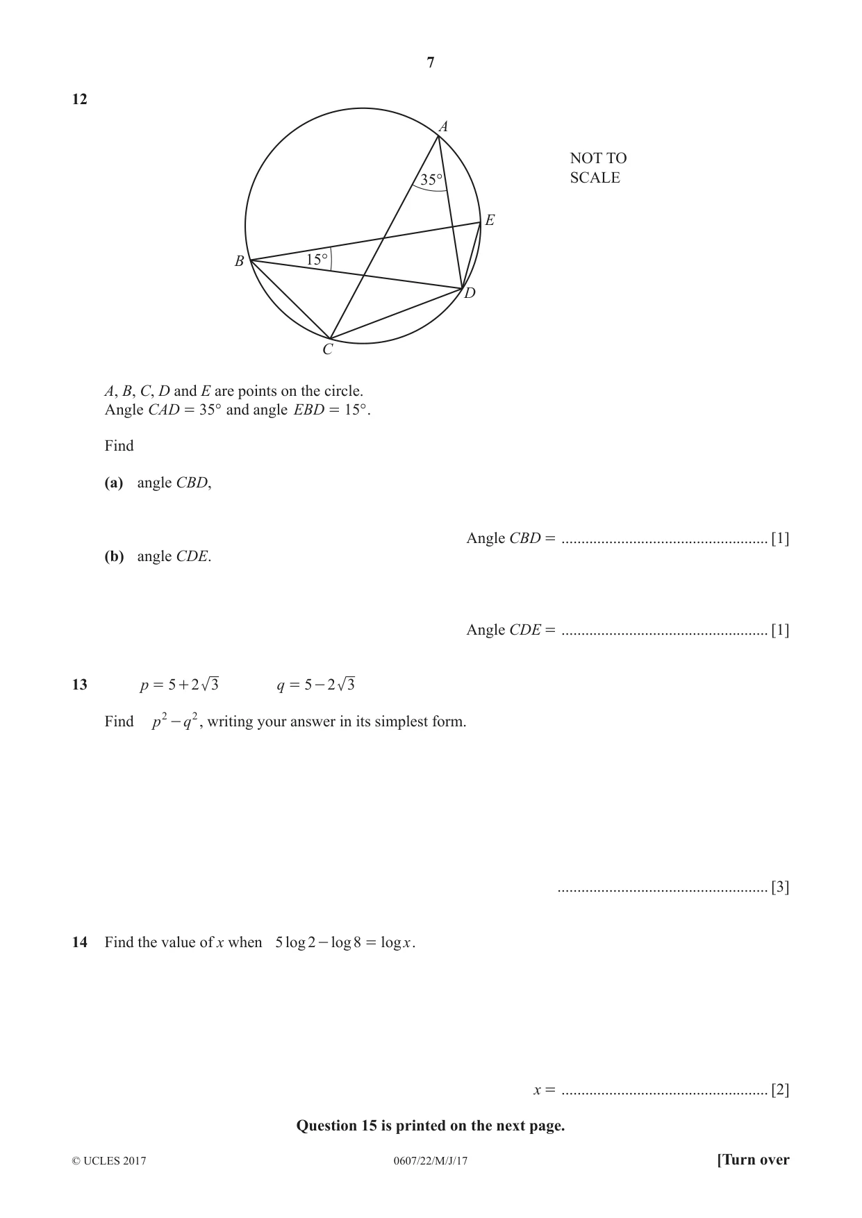 Cambridge IGCSE Mathematics - International 0607 2017 May/June Paper 2 · Variant 2 question paper, page 7 of 8