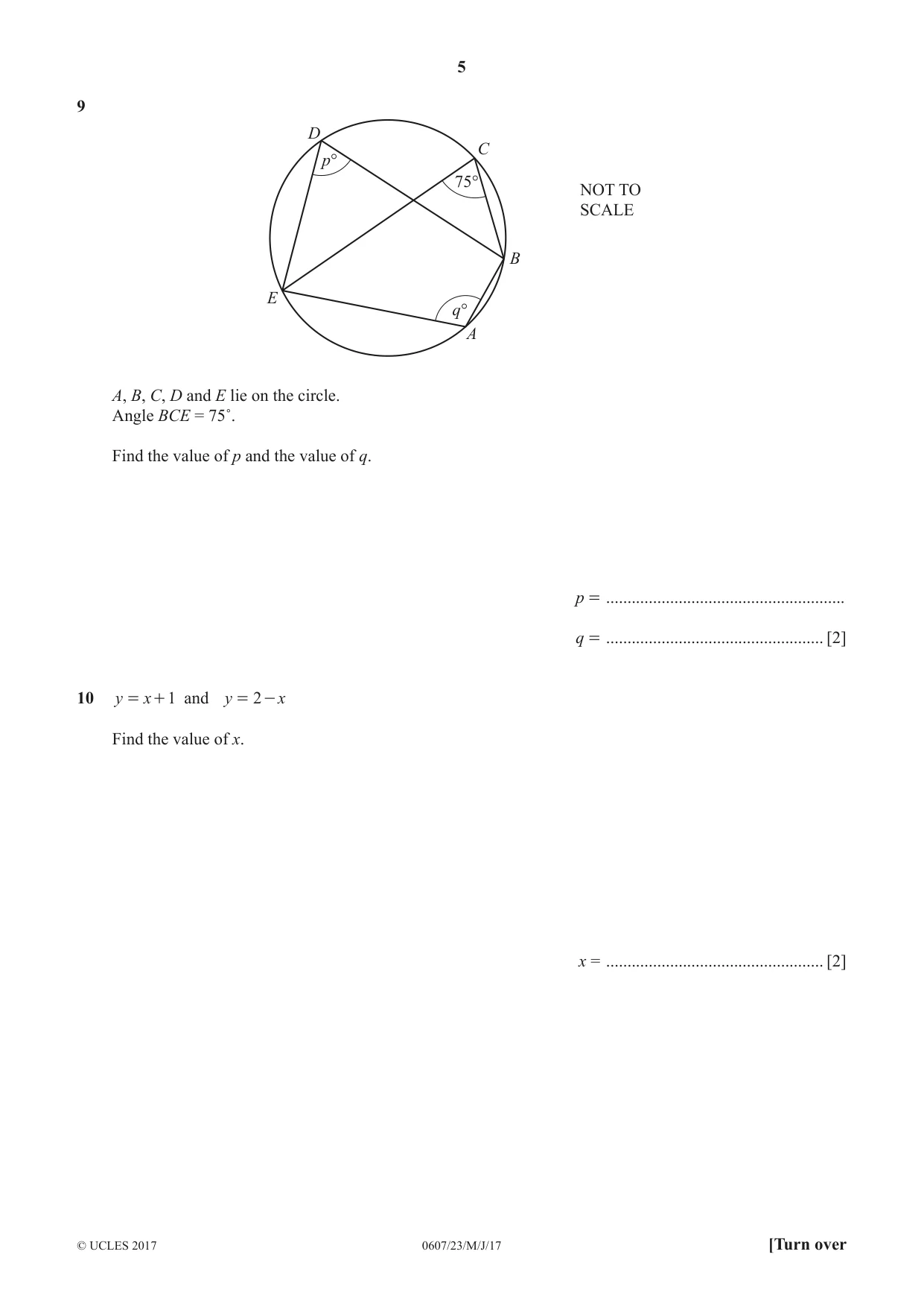 Cambridge IGCSE Mathematics - International 0607 2017 May/June Paper 2 · Variant 3 question paper, page 5 of 8