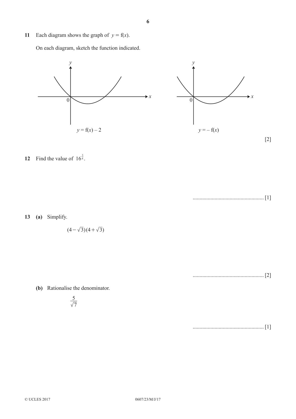 Cambridge IGCSE Mathematics - International 0607 2017 May/June Paper 2 · Variant 3 question paper, page 6 of 8