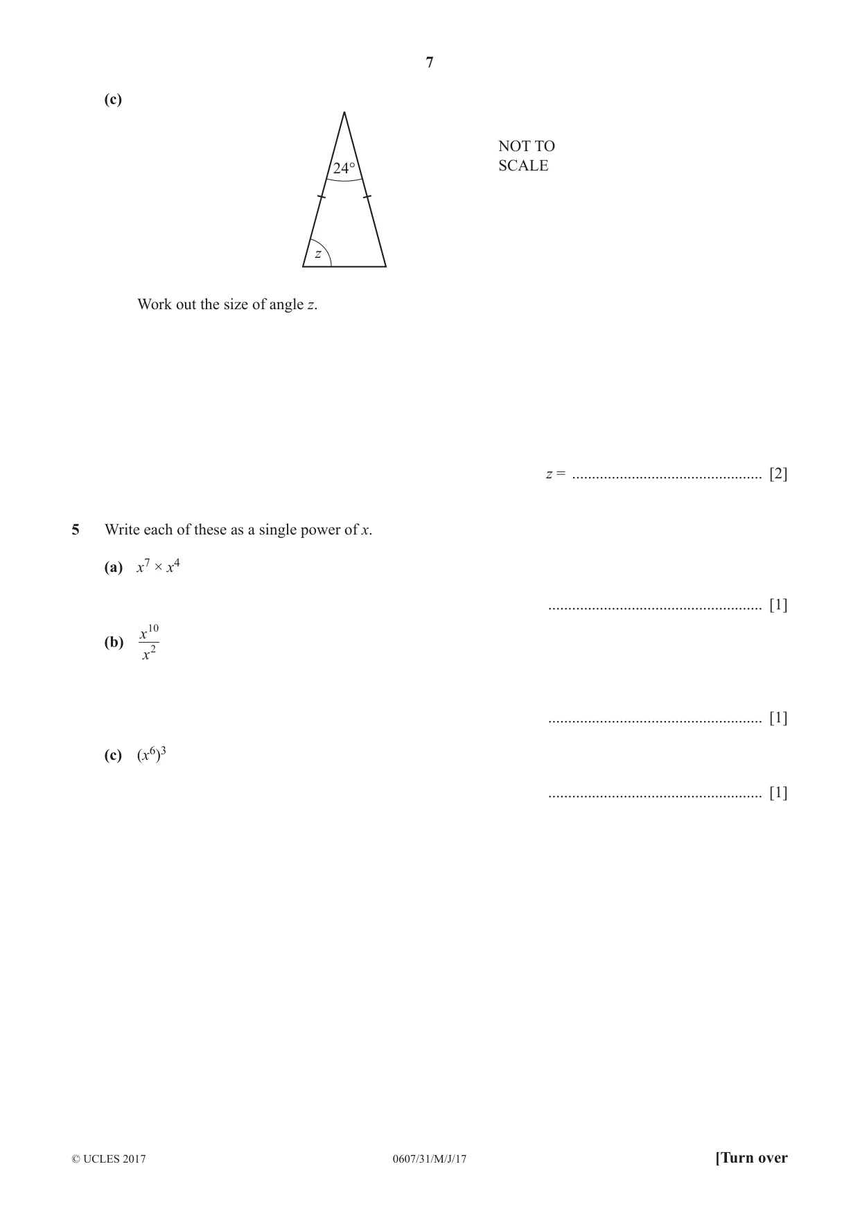 Cambridge IGCSE Mathematics - International 0607 2017 May/June Paper 3 · Variant 1 question paper, page 7 of 16
