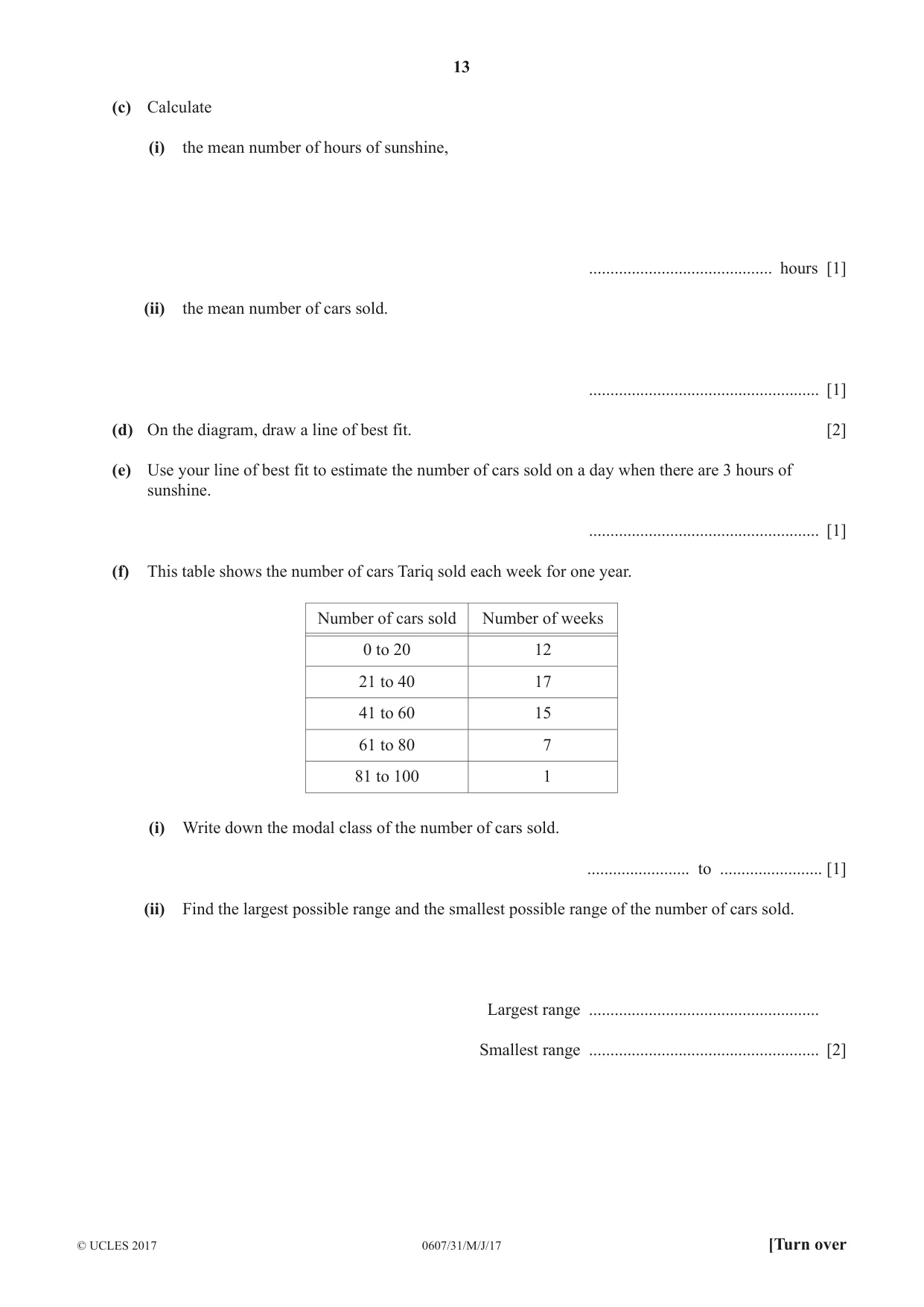Cambridge IGCSE Mathematics - International 0607 2017 May/June Paper 3 · Variant 1 question paper, page 13 of 16
