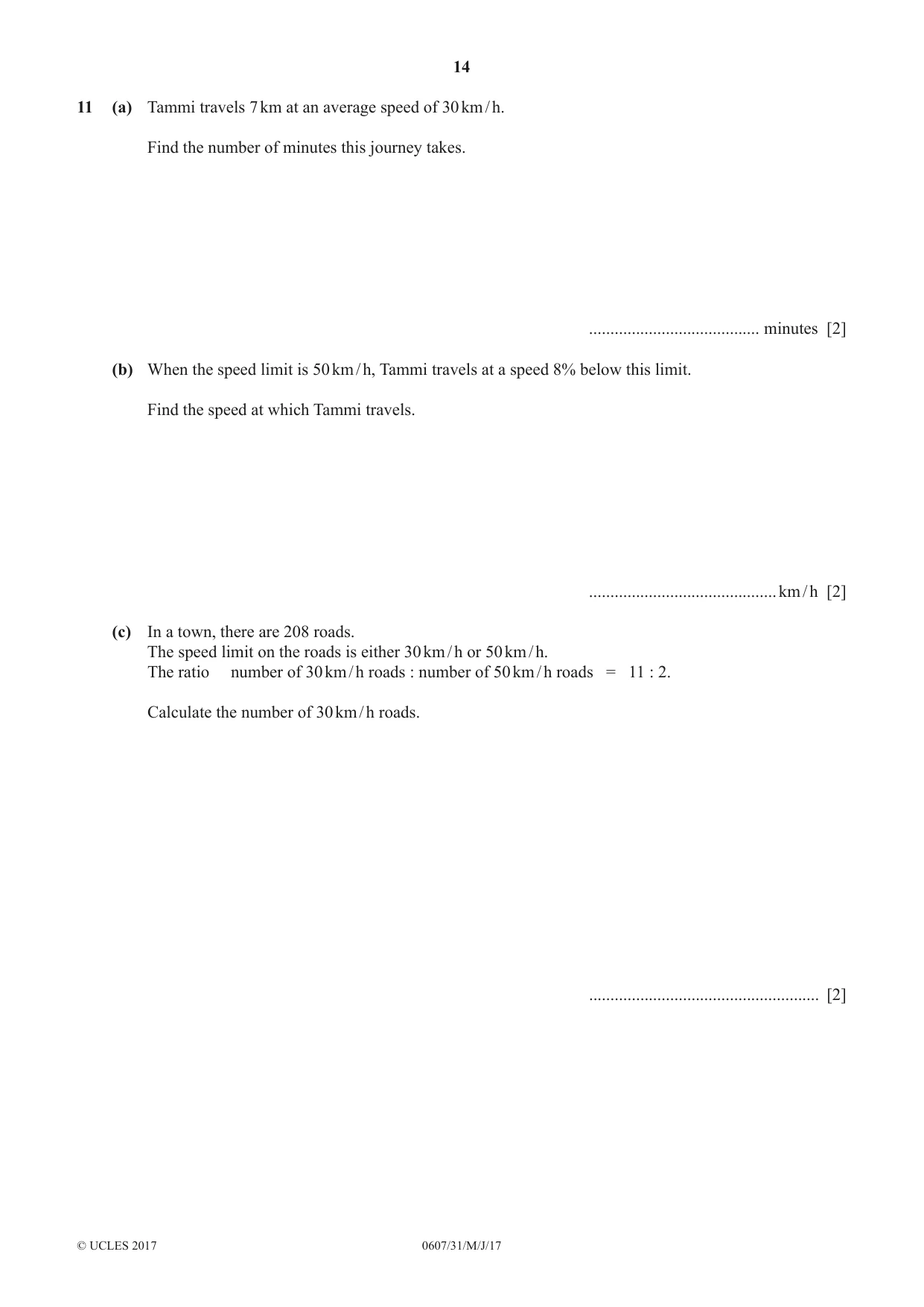 Cambridge IGCSE Mathematics - International 0607 2017 May/June Paper 3 · Variant 1 question paper, page 14 of 16