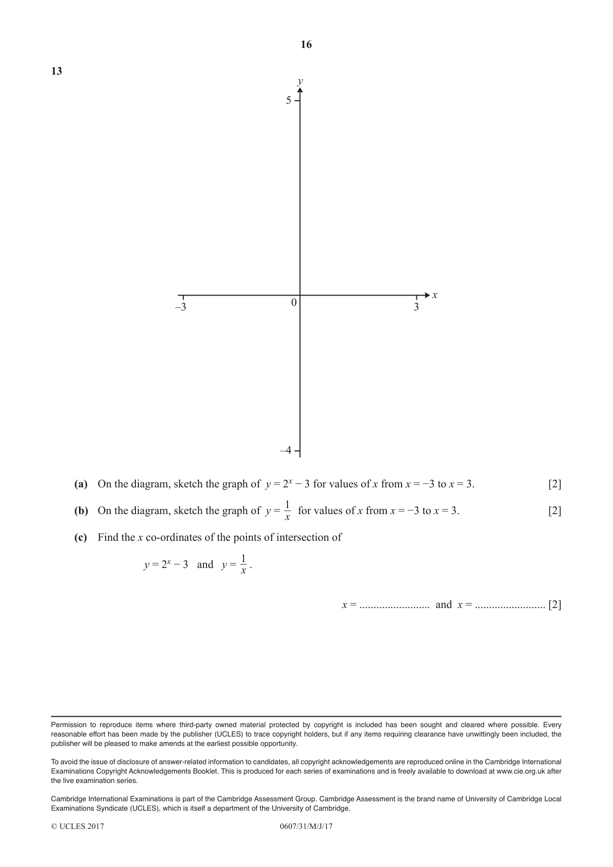 Cambridge IGCSE Mathematics - International 0607 2017 May/June Paper 3 · Variant 1 question paper, page 16 of 16