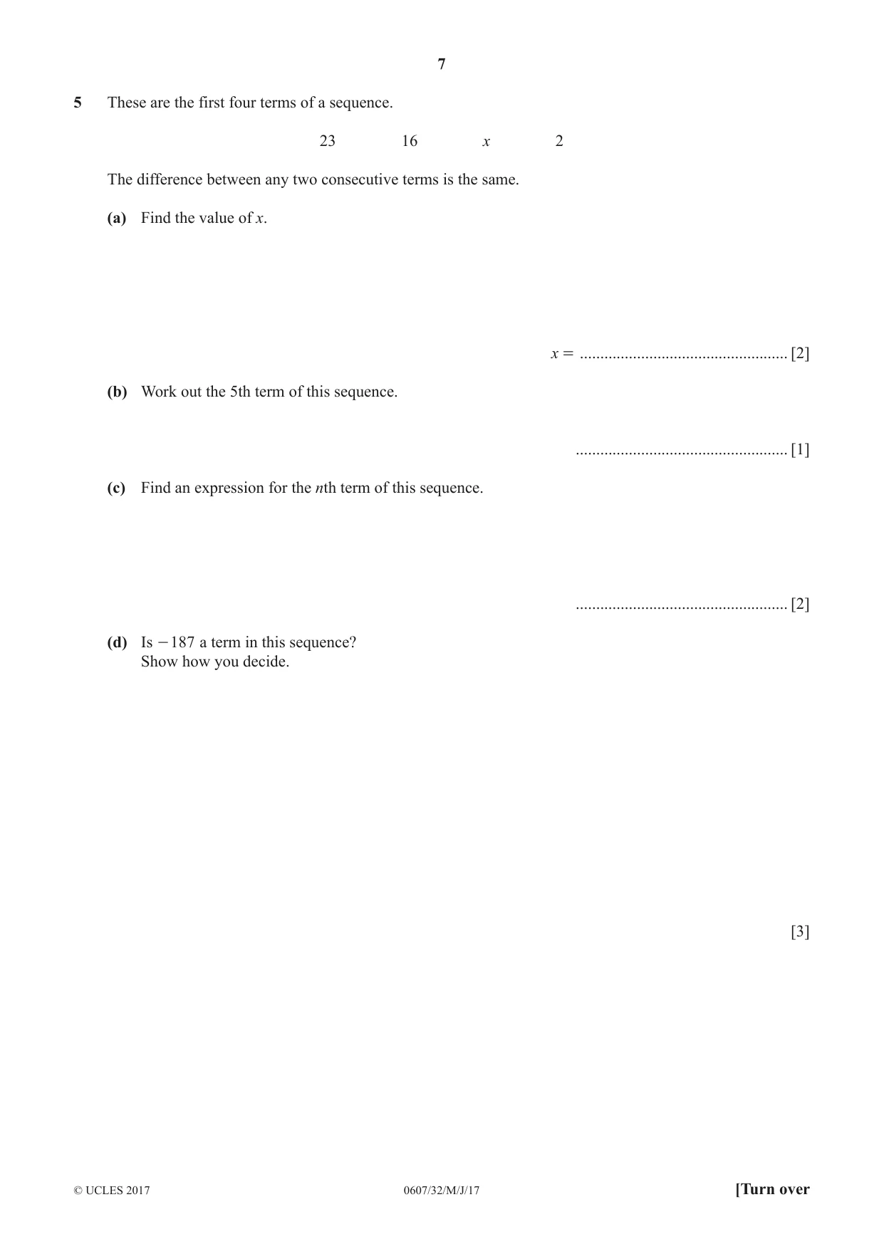 Cambridge IGCSE Mathematics - International 0607 2017 May/June Paper 3 · Variant 2 question paper, page 7 of 16