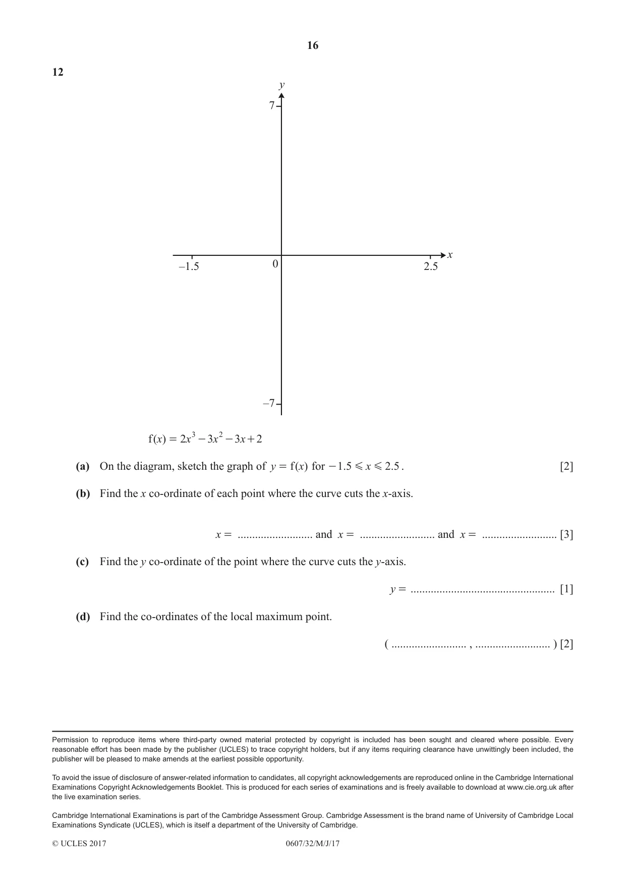 Cambridge IGCSE Mathematics - International 0607 2017 May/June Paper 3 · Variant 2 question paper, page 16 of 16