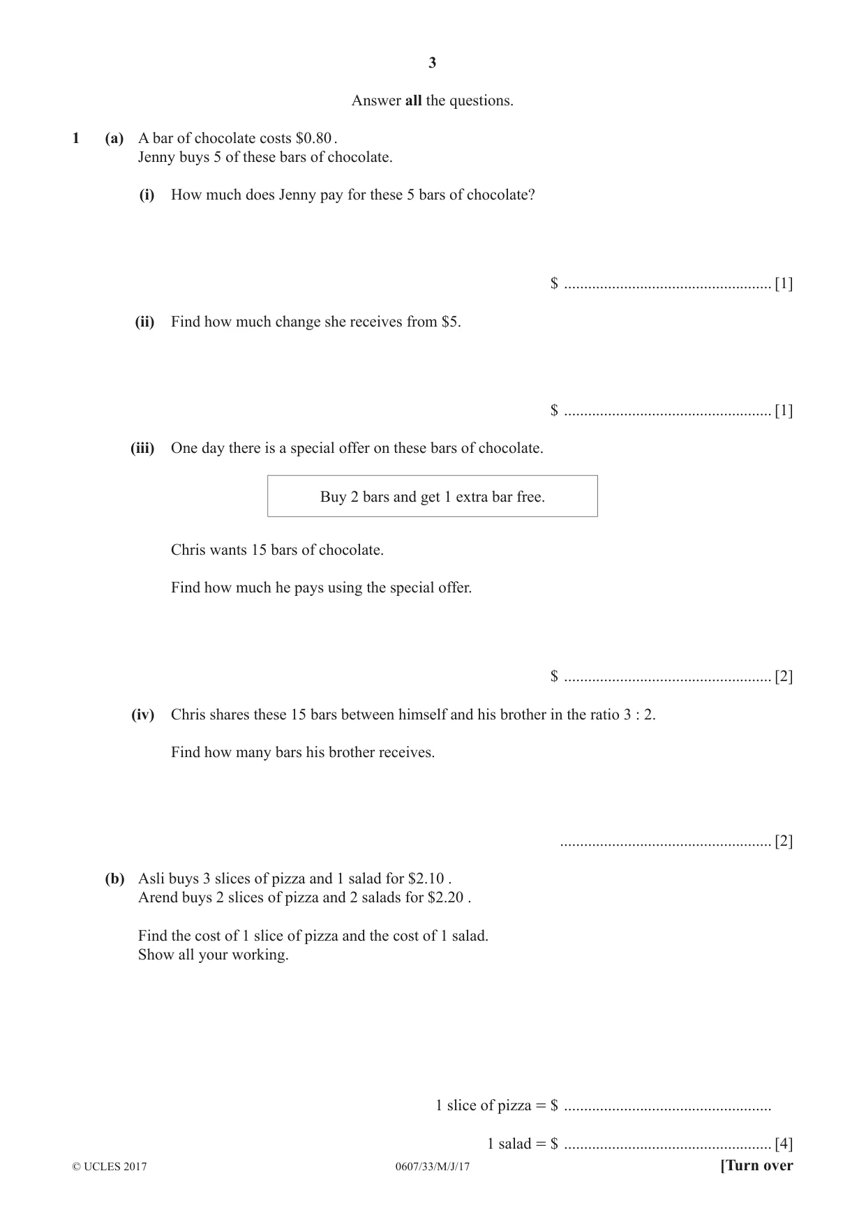 Cambridge IGCSE Mathematics - International 0607 2017 May/June Paper 3 · Variant 3 question paper, page 3 of 16