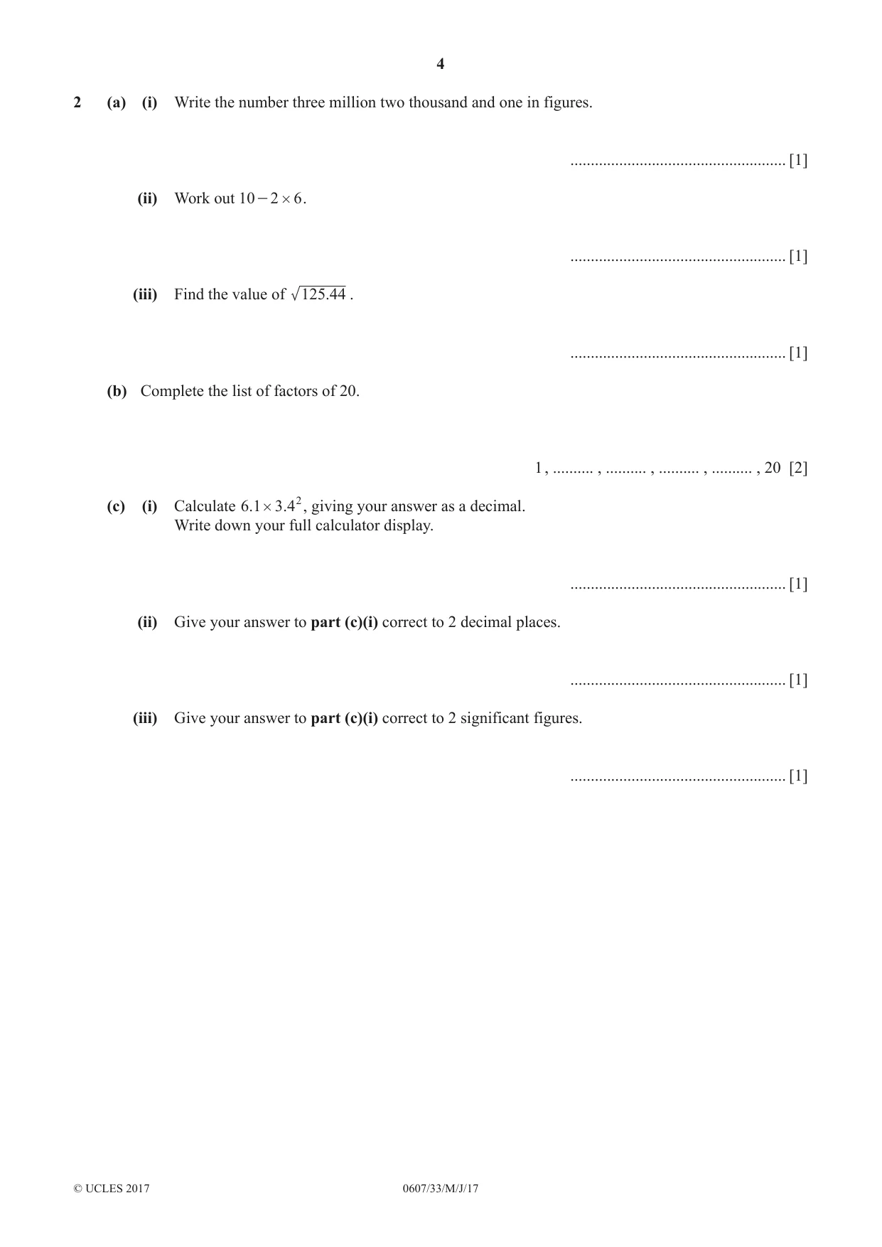Cambridge IGCSE Mathematics - International 0607 2017 May/June Paper 3 · Variant 3 question paper, page 4 of 16