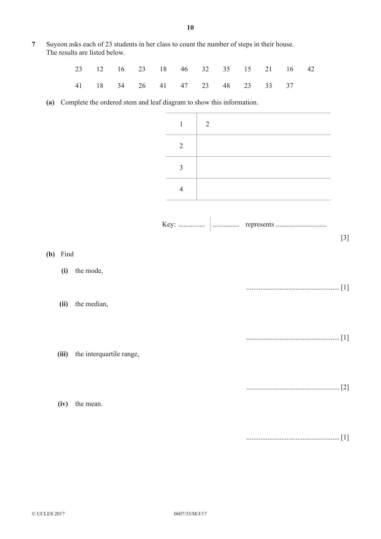 Cambridge IGCSE Mathematics - International 0607 2017 May/June Paper 3 · Variant 3 question paper, page 10 of 16