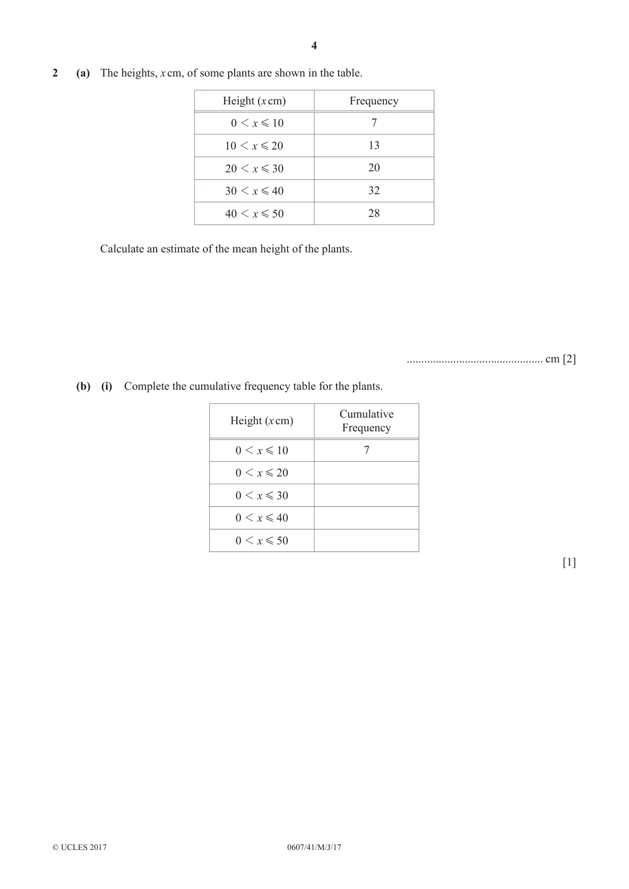 Cambridge IGCSE Mathematics - International 0607 2017 May/June Paper 4 · Variant 1 question paper, page 4 of 20