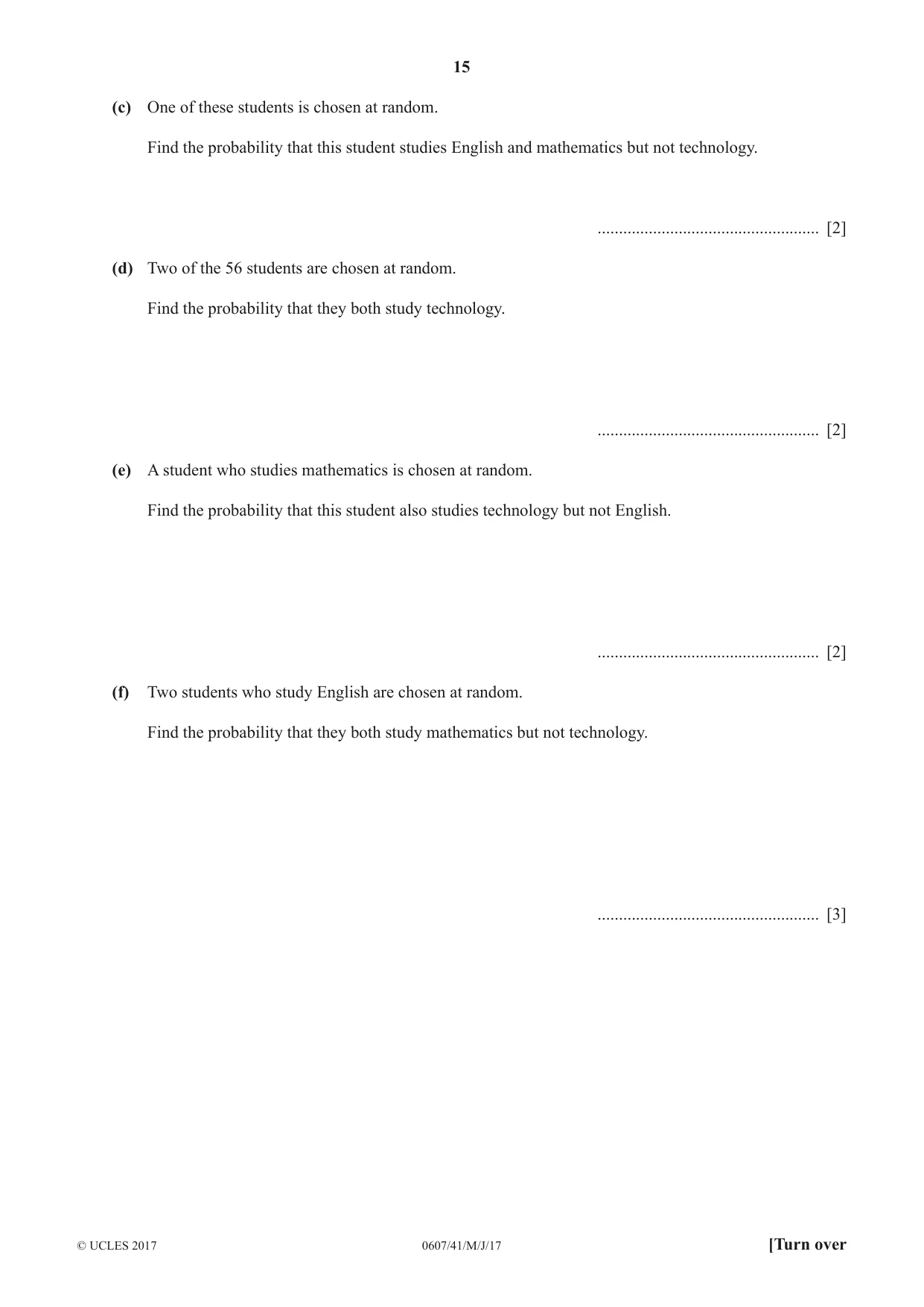 Cambridge IGCSE Mathematics - International 0607 2017 May/June Paper 4 · Variant 1 question paper, page 15 of 20