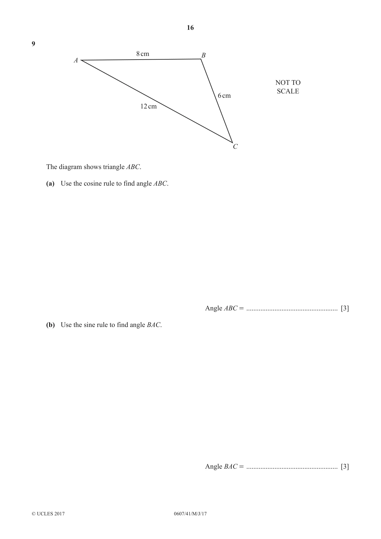 Cambridge IGCSE Mathematics - International 0607 2017 May/June Paper 4 · Variant 1 question paper, page 16 of 20